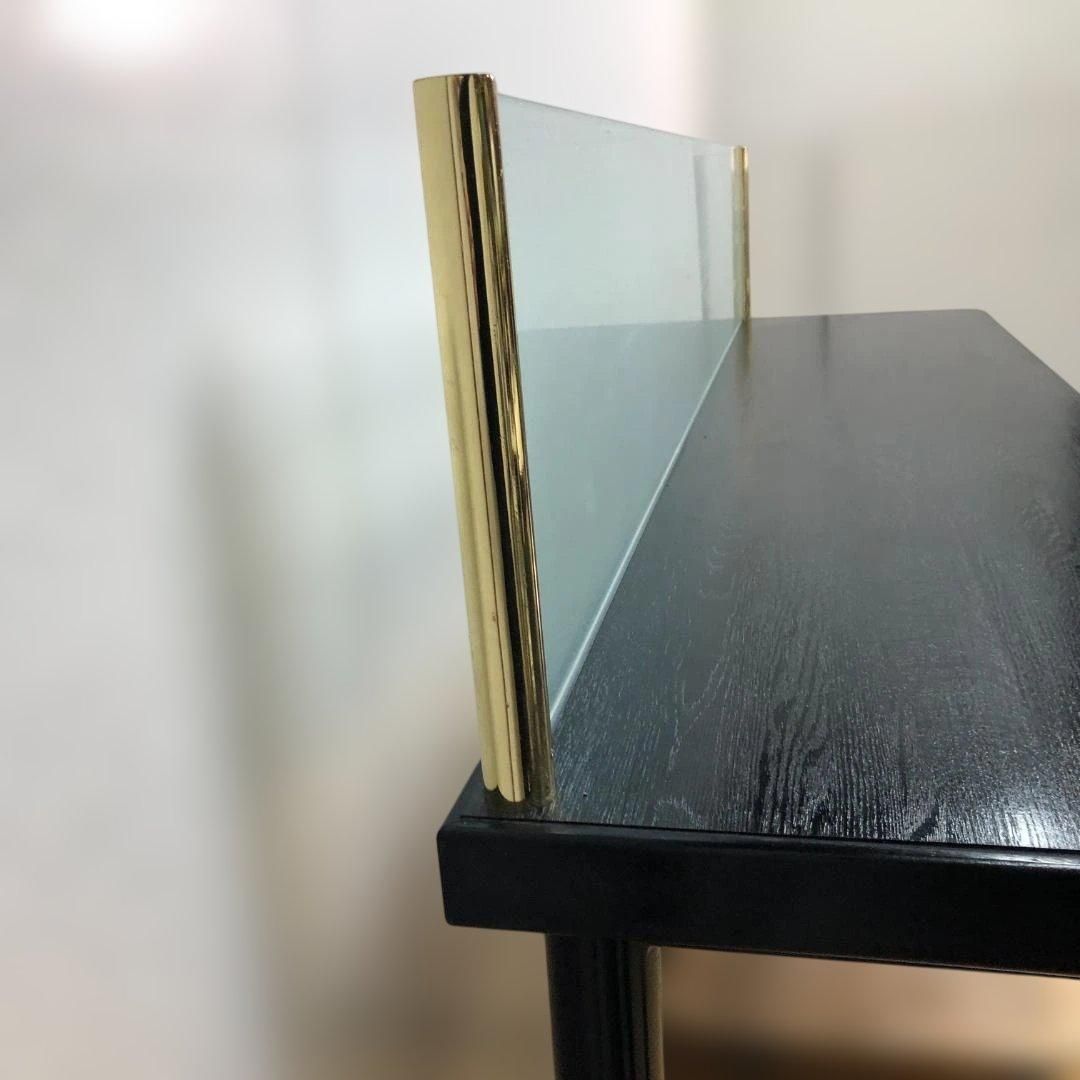 店舗什器 ハイカウンター テーブル ガラス間仕切り 真鍮調フレーム