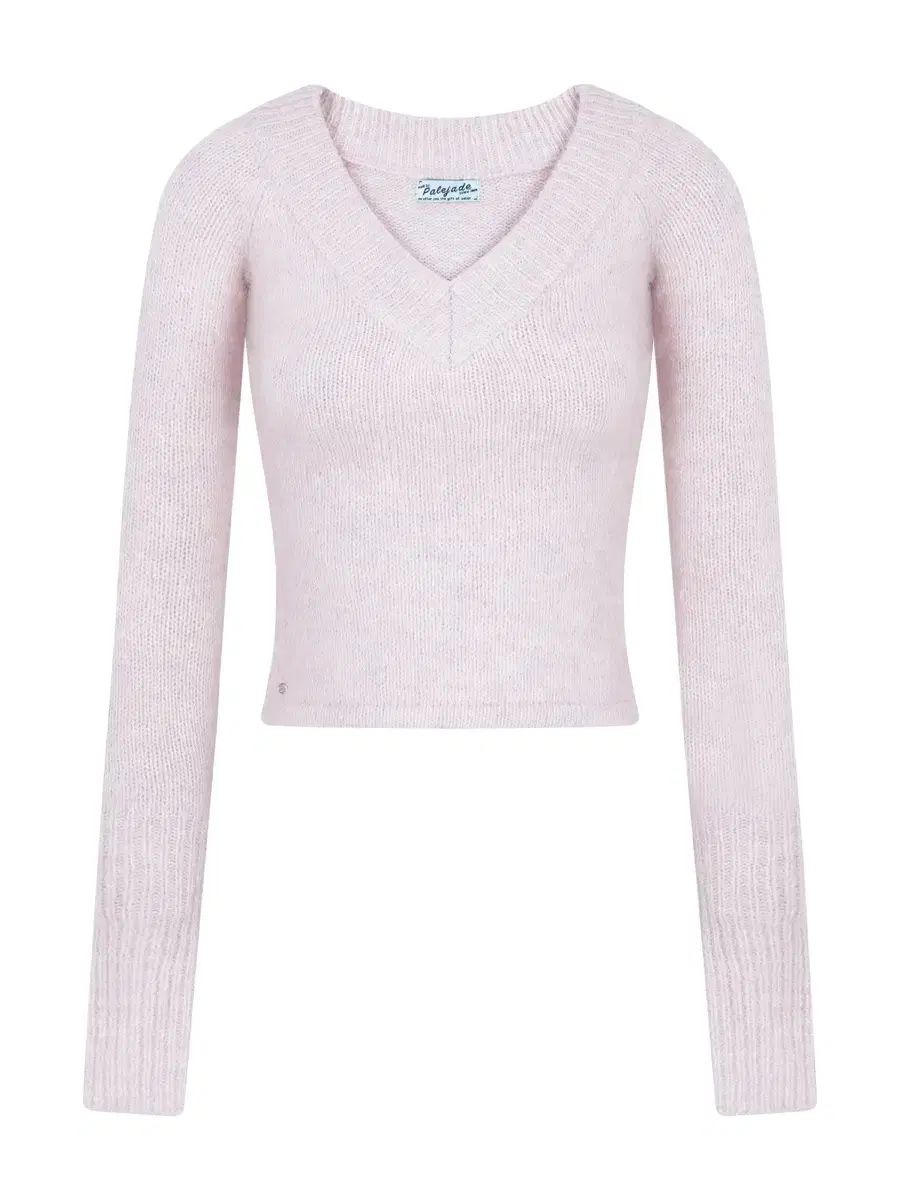 ペイルジェイド Vネック ウール クロップド ニット ラベンダー ピンク