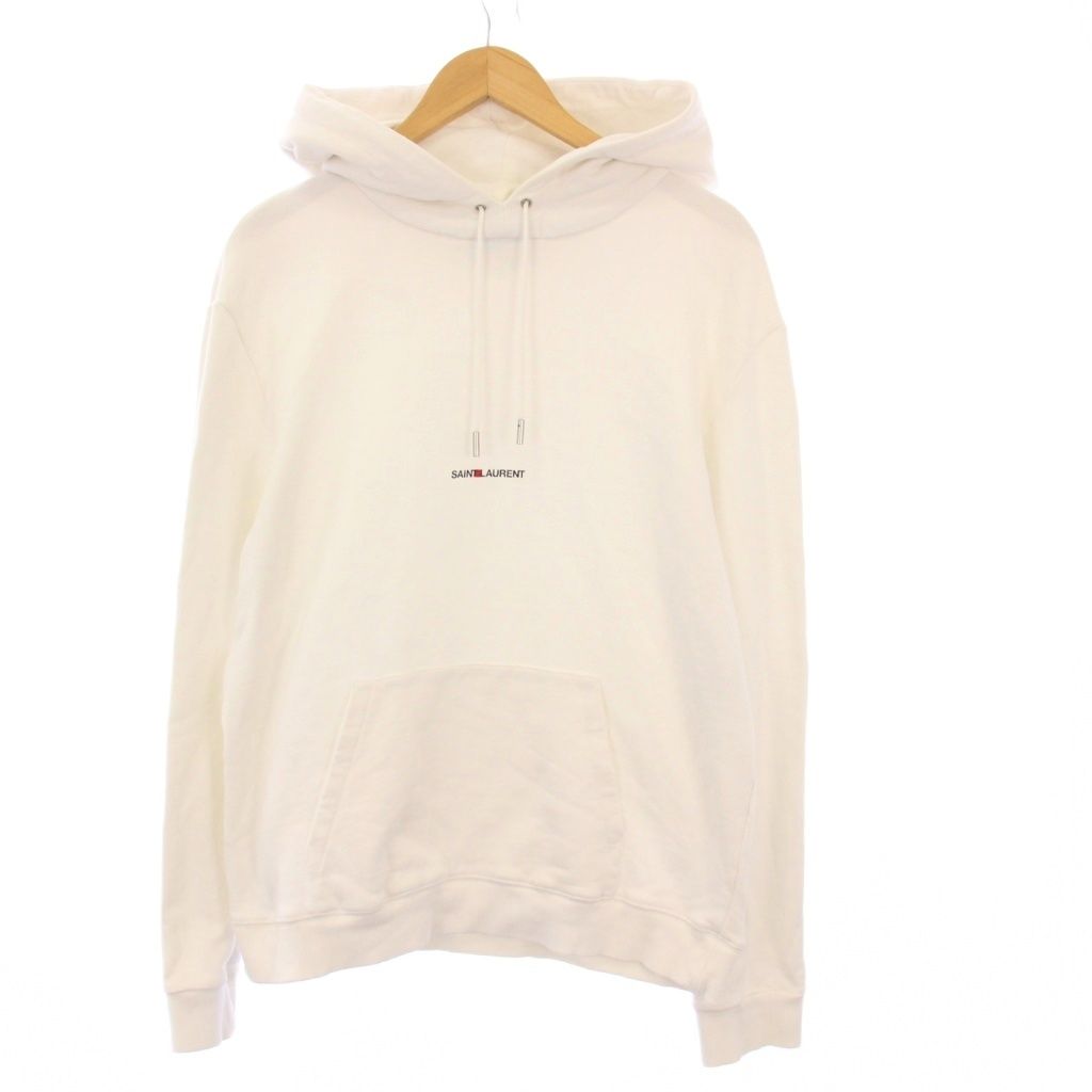 サンローラン パリ SAINT LAURENT PARIS プルオーバーパーカー スウェット 長袖 ロゴ L 白 464581 |KH