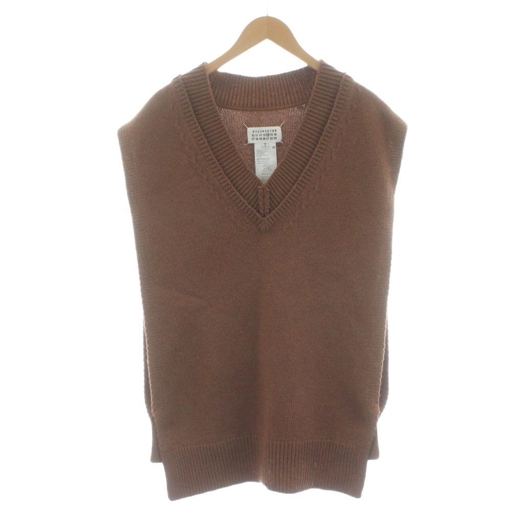 マルタンマルジェラ 14 Martin Margiela Vネックニットベスト プルオーバー ウール M 茶 ブラウン |KU