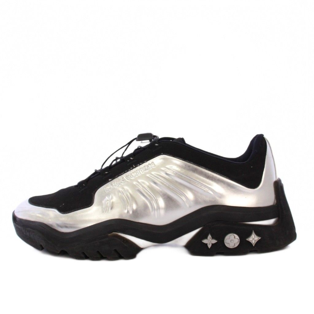 ルイヴィトン LOUIS VUITTON ミレニアムライン スニーカー 9 シルバーカラー 黒 |KH