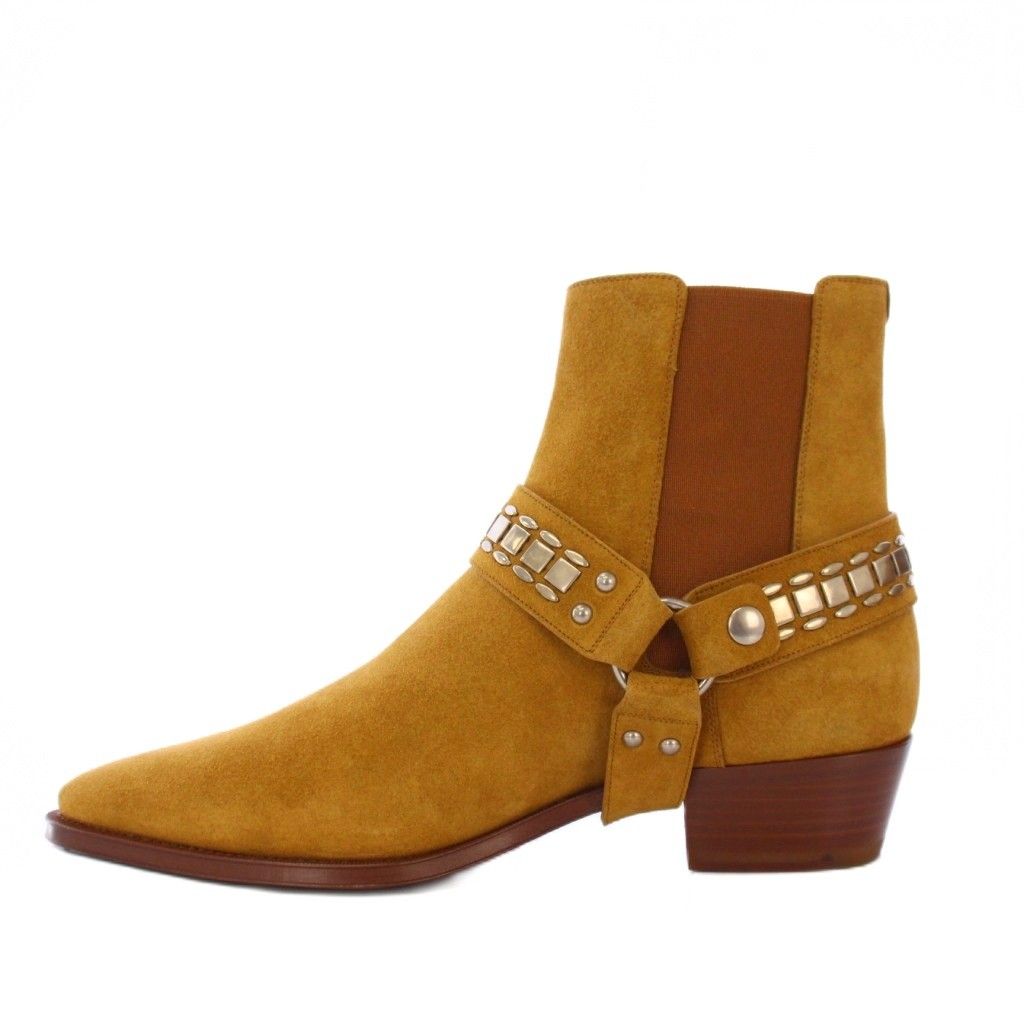 セリーヌ CELINE カマルグ バイカー チェルシーブーツ ショート サイドゴア スエード 43 茶 |KH