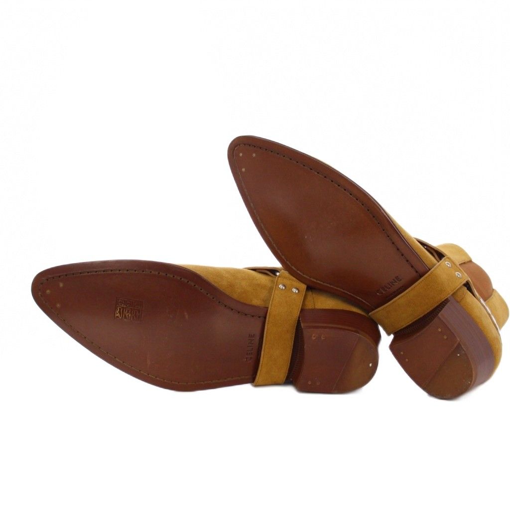  セリーヌ CELINE カマルグ バイカー チェルシーブーツ ショート サイドゴア スエード 43 茶 |KH ブーツ 革靴 靴