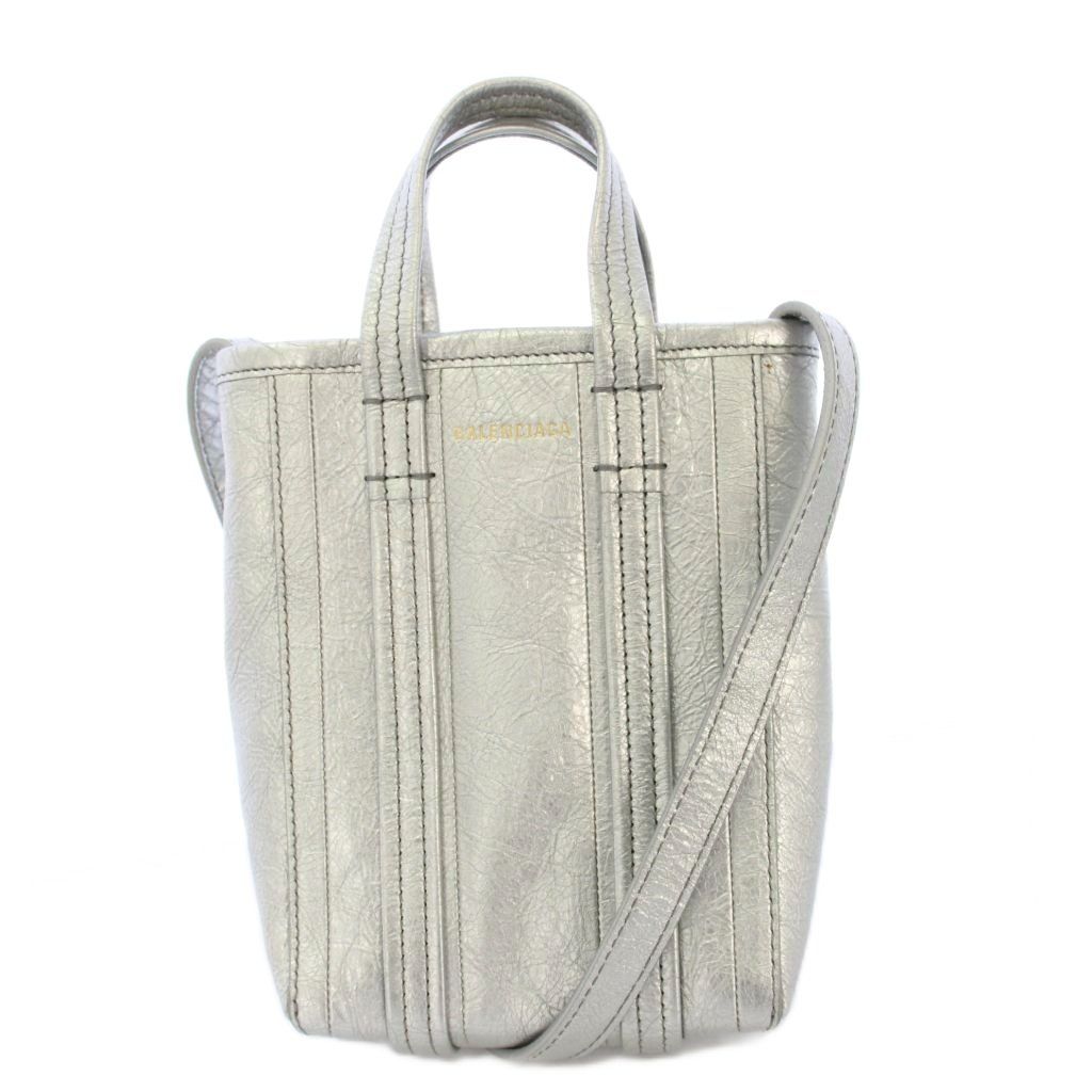 バレンシアガ バーブ PHONE HOLDER フォンフォルダー ハンドバッグ ショルダーバッグ 2 WAY レザー シルバーカラー 693793 |KH