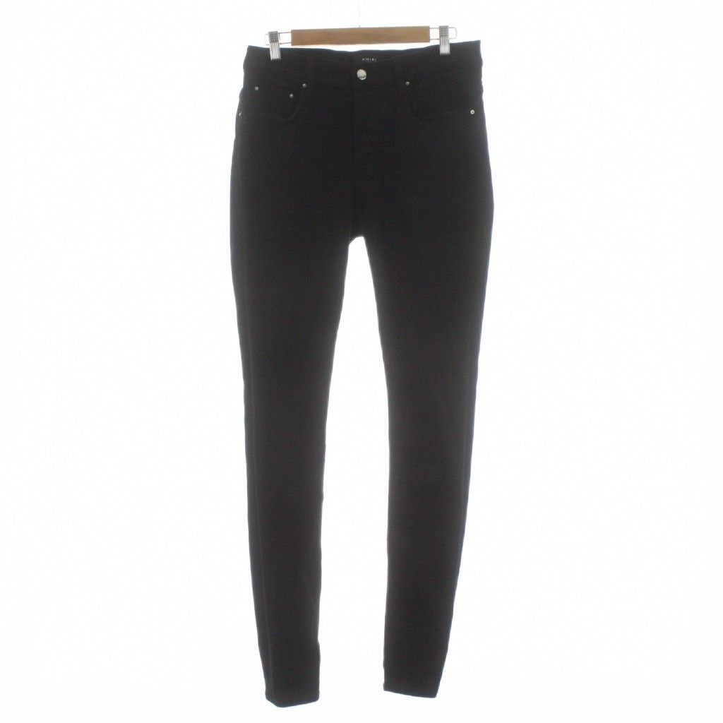 アミリ AMIRI デニムパンツ ジーンズ ストレッチスキニー ボタンフライ ダメージ加工 32 黒 ブラック |KU