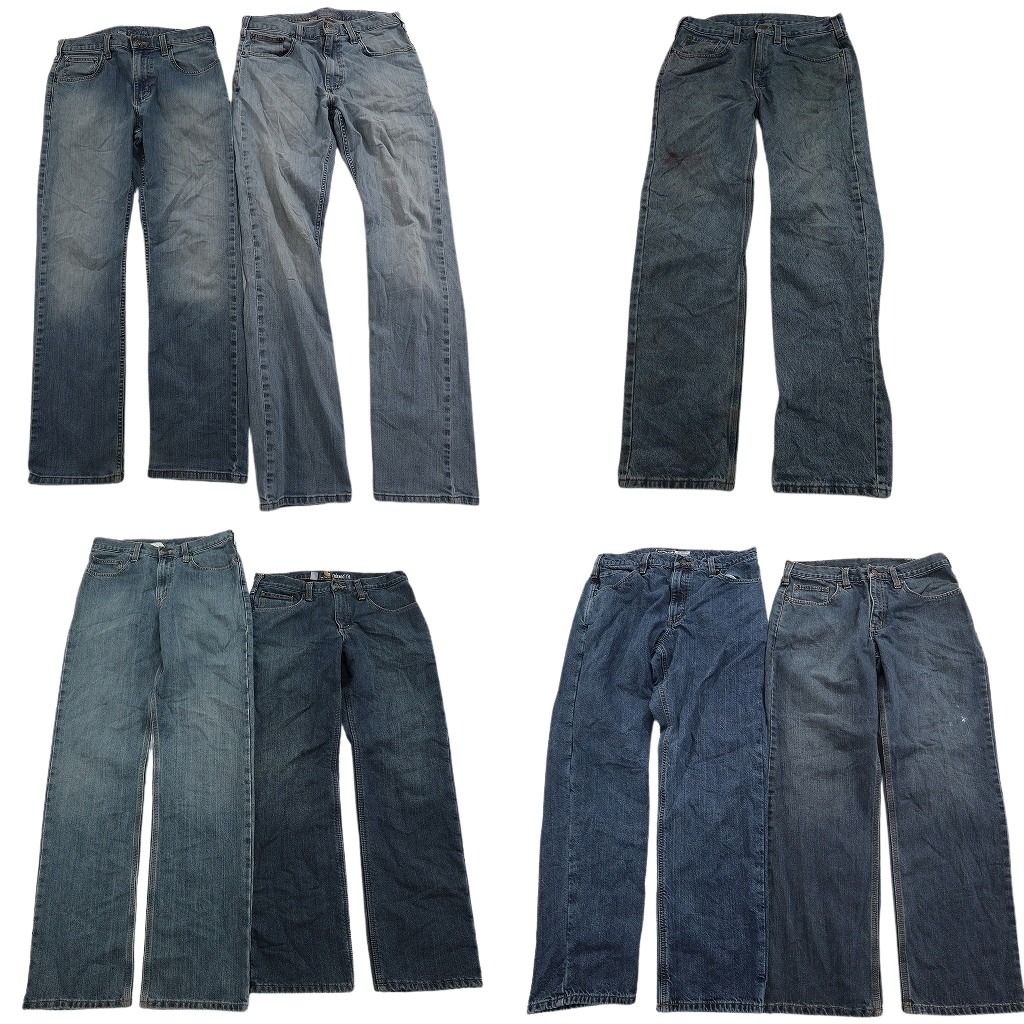 古着卸 まとめ売り カーハート Carhartt デニム パンツ セット メンズ 32 |33 ストレート インディゴブルー 古着 ND 3337