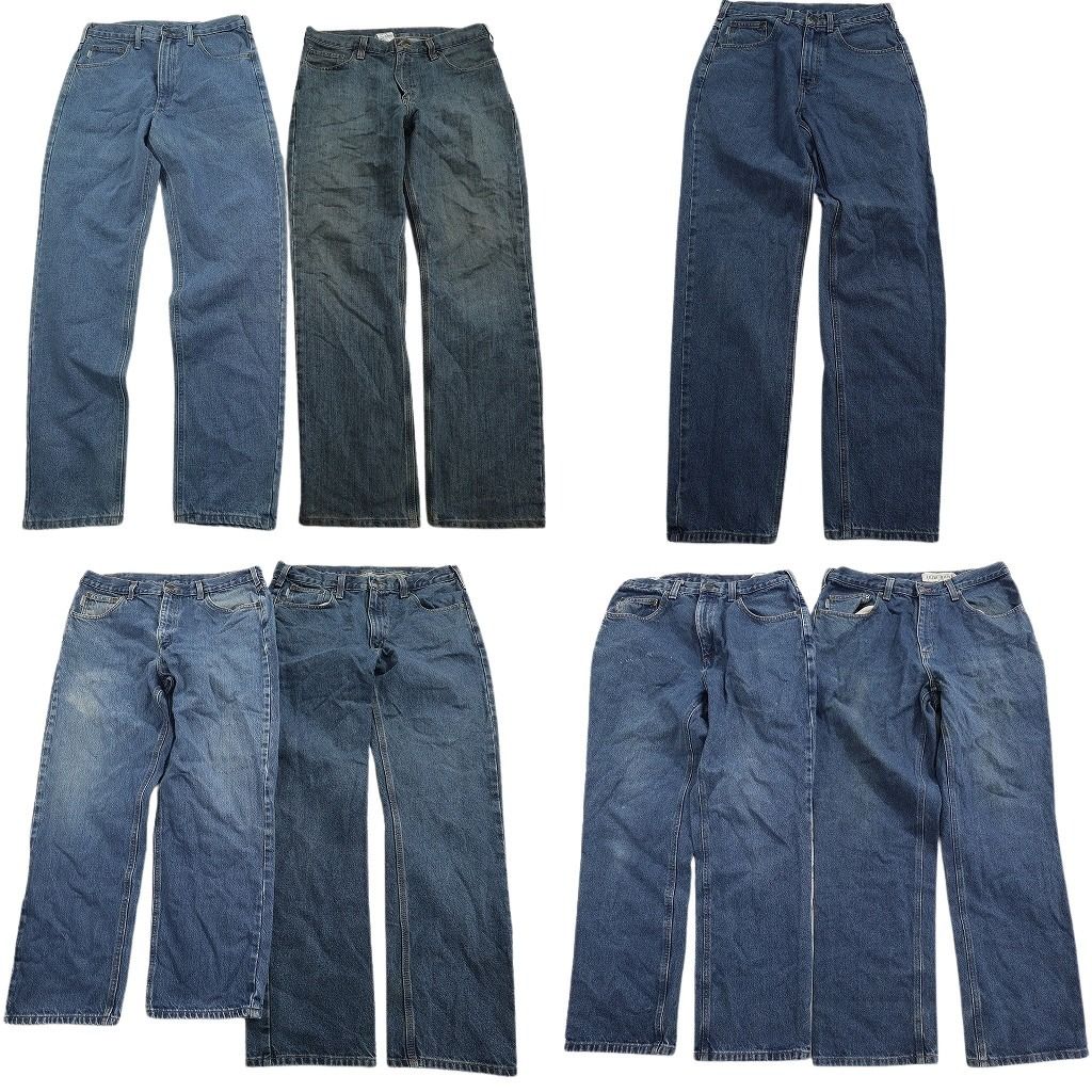 古着卸 まとめ売り カーハート Carhartt デニム パンツ セット メンズ 33 |34 |36 インディゴブルー フェード 古着 ND 3336