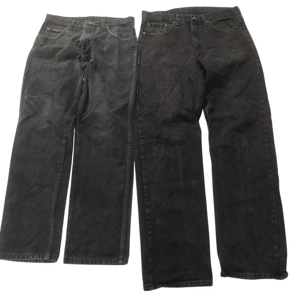 古着卸 まとめ売り Wrangler ラングラー ブラックデニム パンツ セット メンズ 33 |32 アメカジ フェード 古着 ND 3227