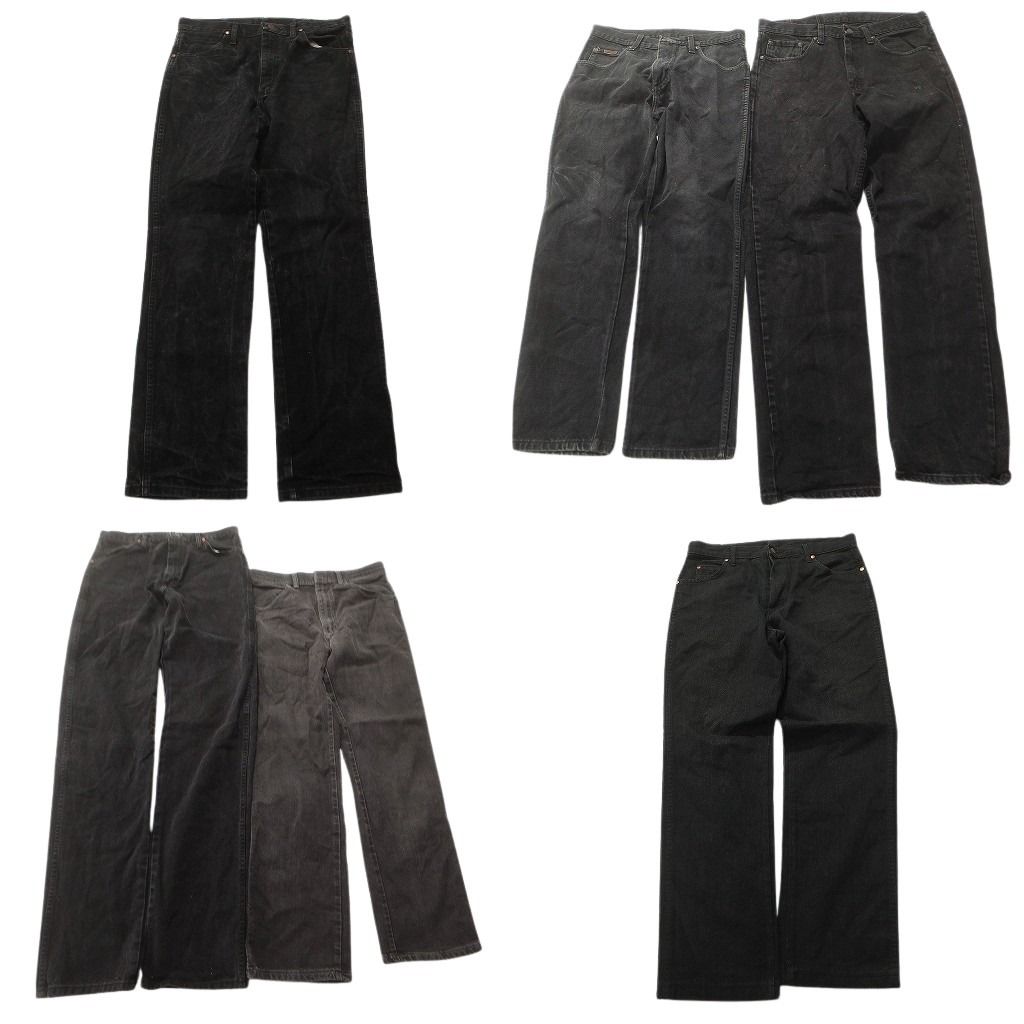 古着卸 まとめ売り Wrangler ラングラー ブラックデニム パンツ セット メンズ 33 |32 アメカジ フェード 古着 ND 3227