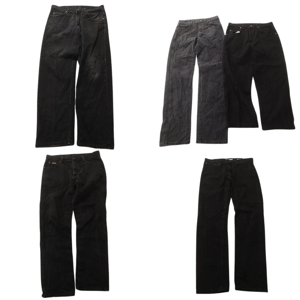 古着卸 まとめ売り Wrangler ラングラー ブラックデニム パンツ セット メンズ 34 革パッチ アメカジ 古着 ND 3226