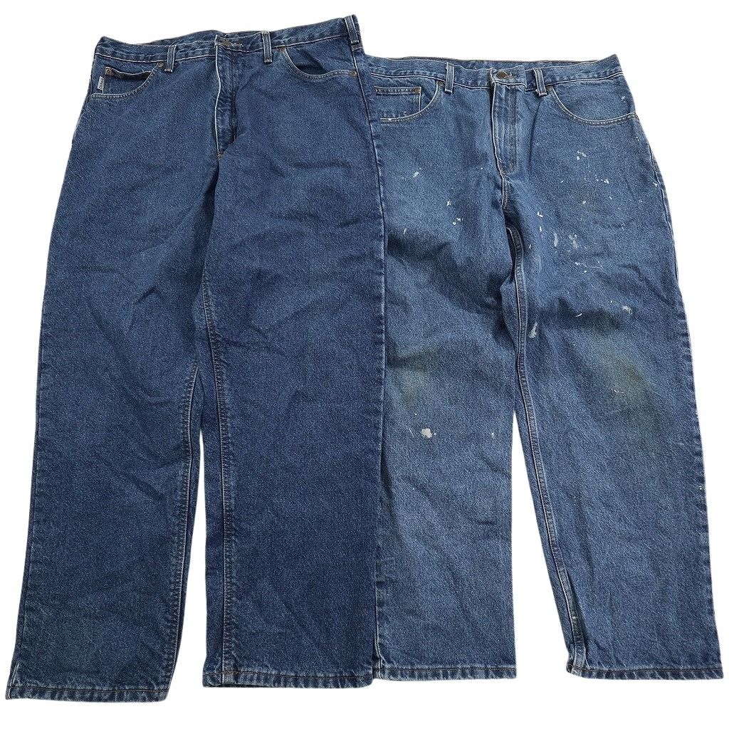 古着卸 まとめ売り カーハート Carhartt デニム パンツ セット メンズ 38 |40 ペンキ FRシリーズ インディゴブルー 古着 ND 3334