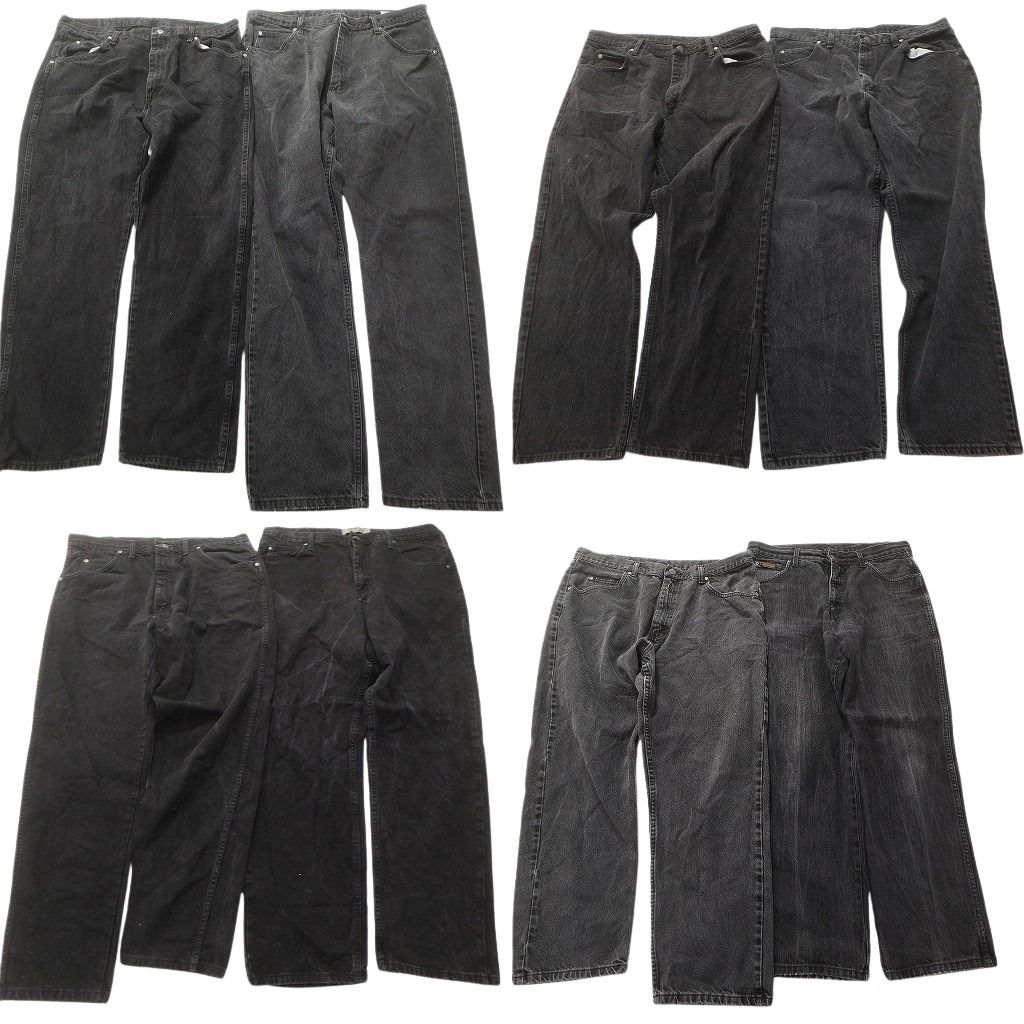 古着卸 まとめ売り Wrangler ラングラー ブラックデニム パンツ セット メンズ 38 革パッチ アメカジ 古着 ND 3223