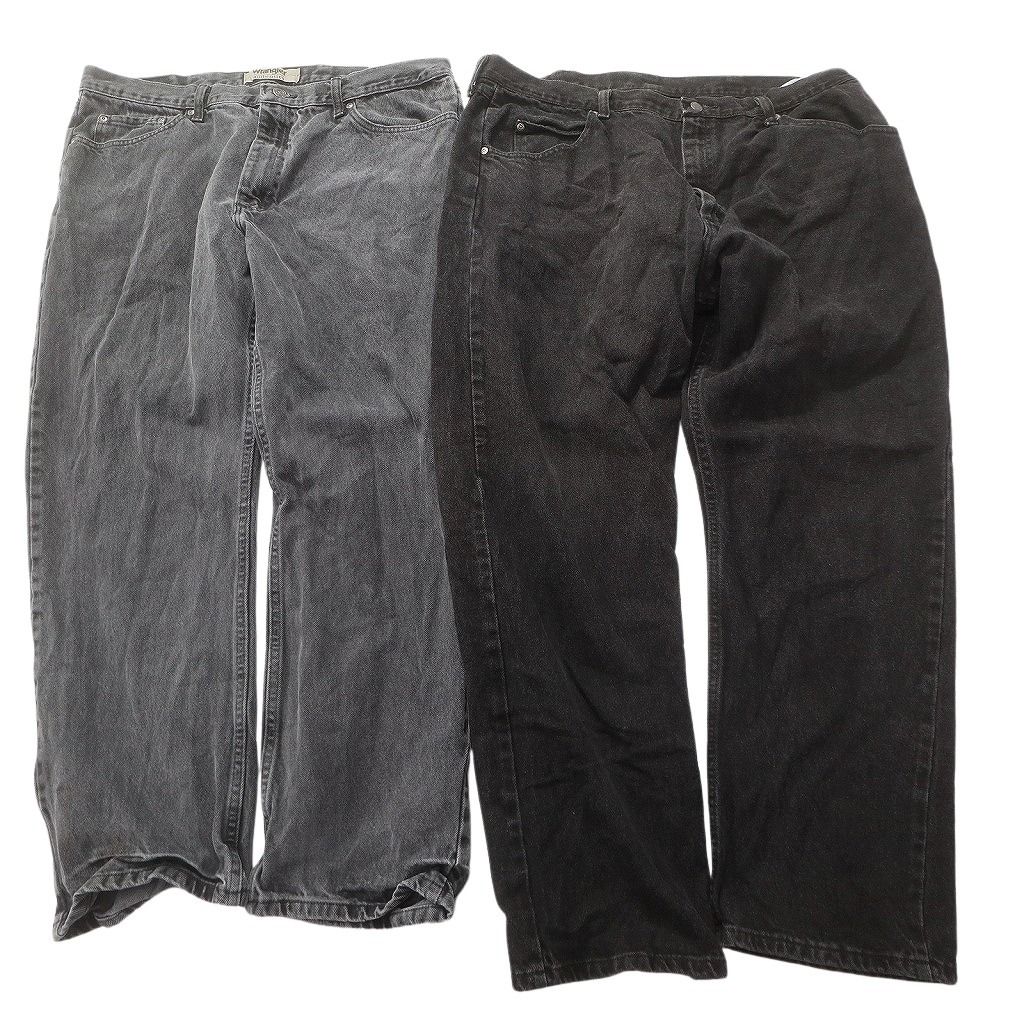 古着卸 まとめ売り Wrangler ラングラー ブラックデニム パンツ セット メンズ 42 |40 革パッチ アメカジ 古着 ND 3221