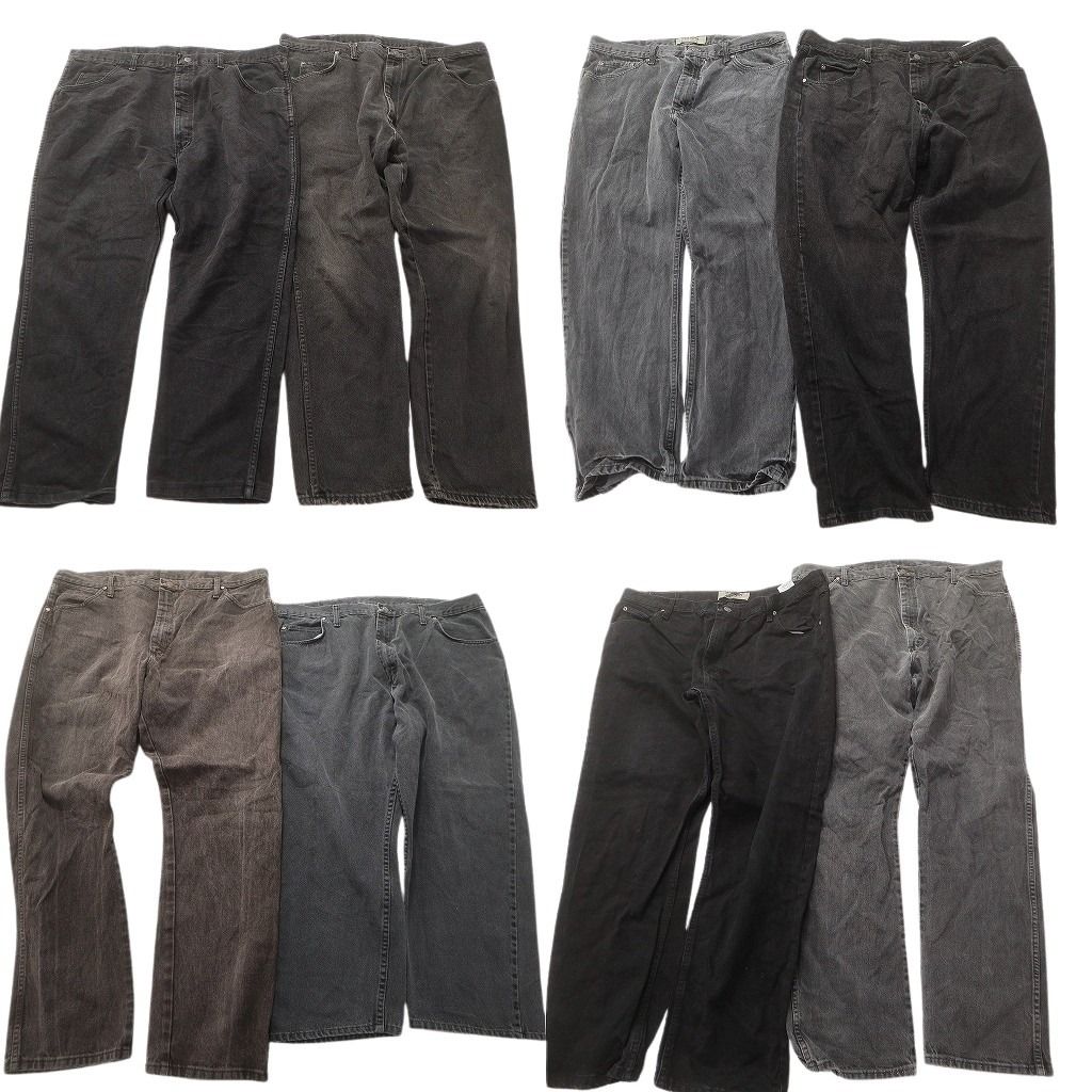 古着卸 まとめ売り Wrangler ラングラー ブラックデニム パンツ セット メンズ 42 |40 革パッチ アメカジ 古着 ND 3221