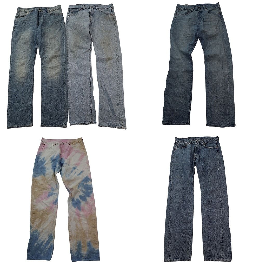 古着卸 まとめ売り リーバイス 501 デニム パンツ セット メンズ 31 タイダイ柄 マルチカラー インディゴブルー 古着 ND 3260