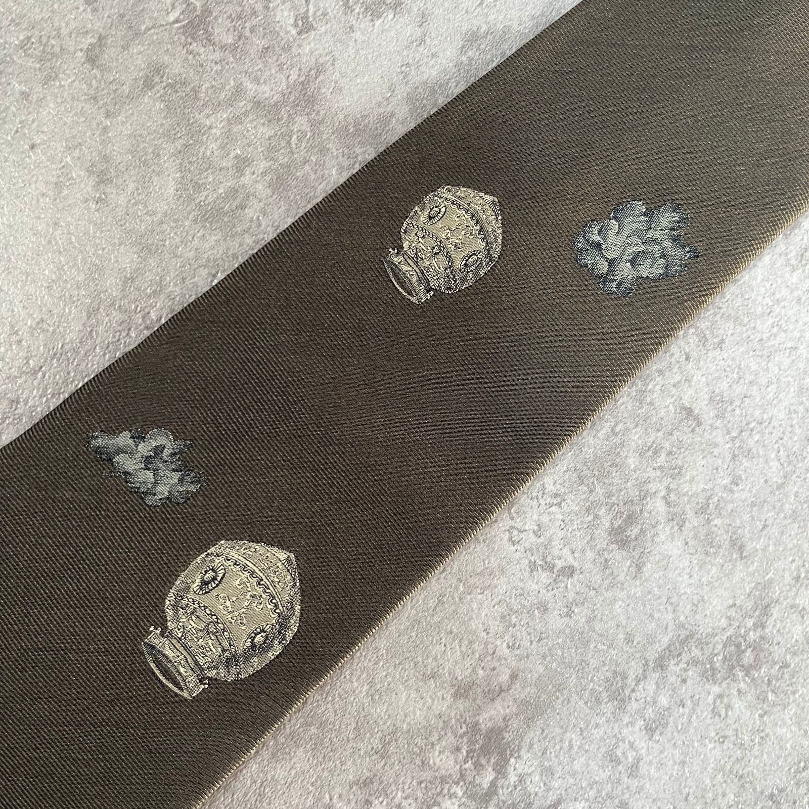 Dominique France】ネクタイ グレー クラウン 最高級 刺繍 ジャガード