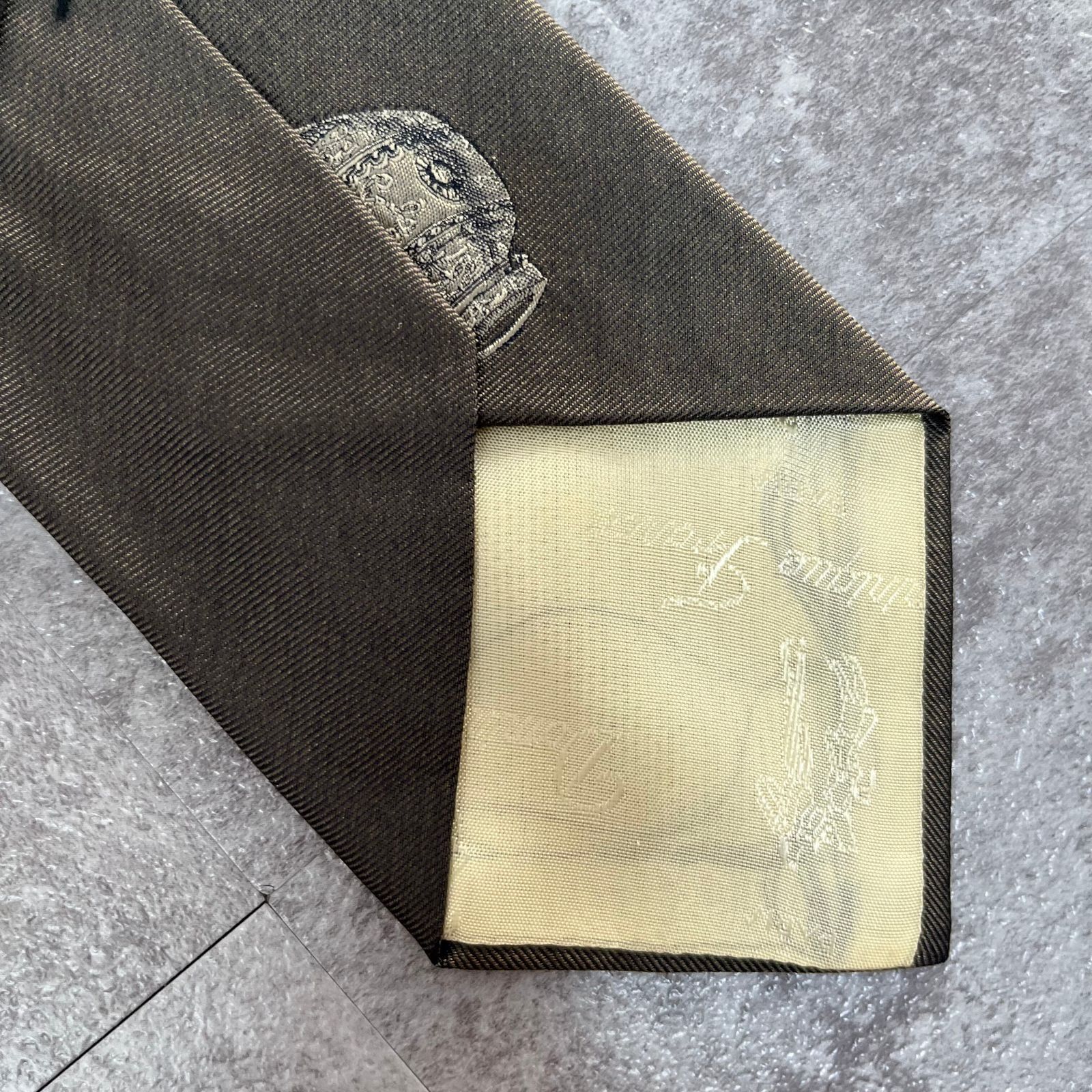 Dominique France】ネクタイ グレー クラウン 最高級 刺繍 ジャガード