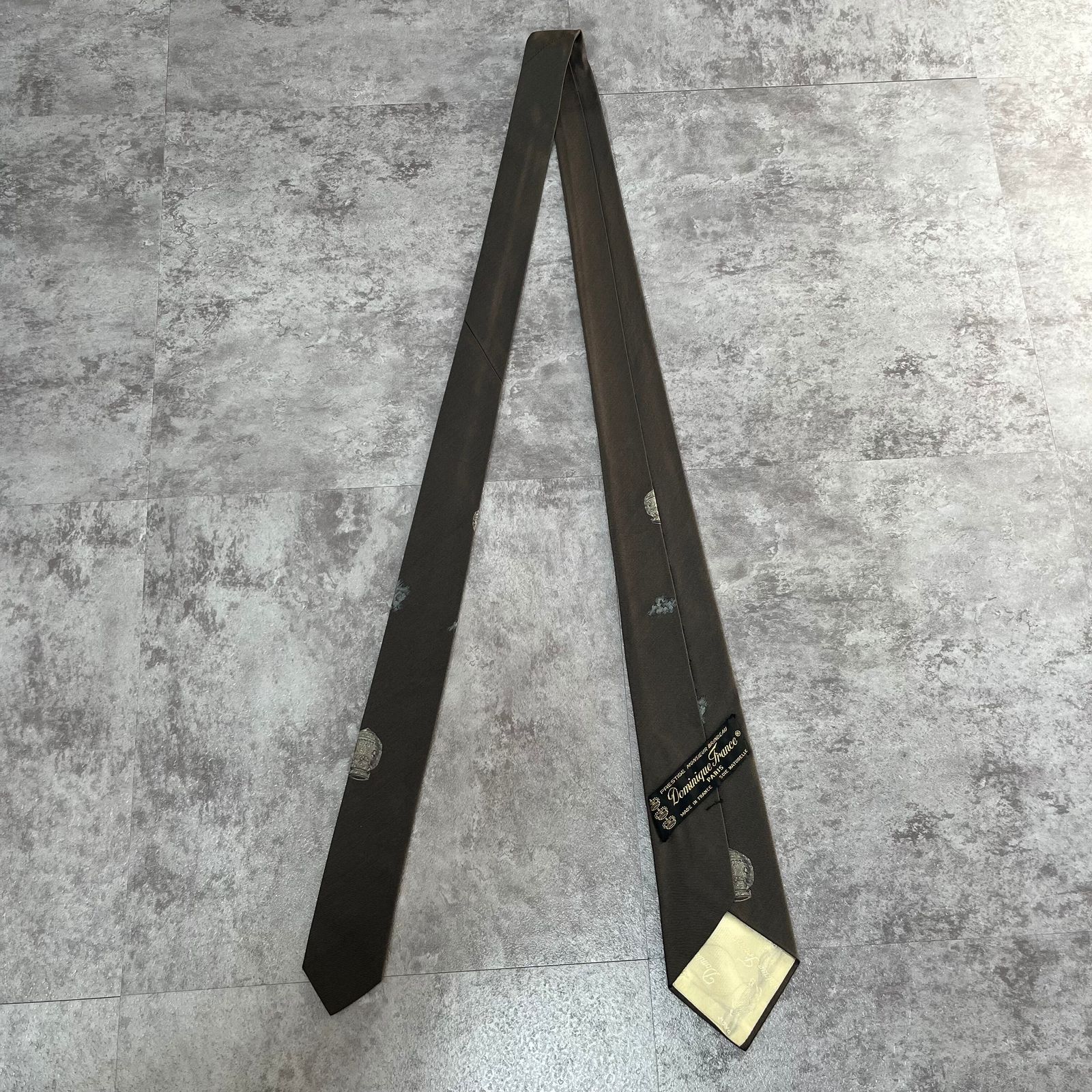 Dominique France】ネクタイ グレー クラウン 最高級 刺繍 ジャガード