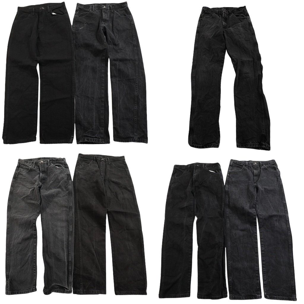 古着卸 まとめ売り RUSTLER ラスラー ブラックデニム パンツ セット メンズ 32 |31 |30 アメカジ フェード 古着 ND 3298