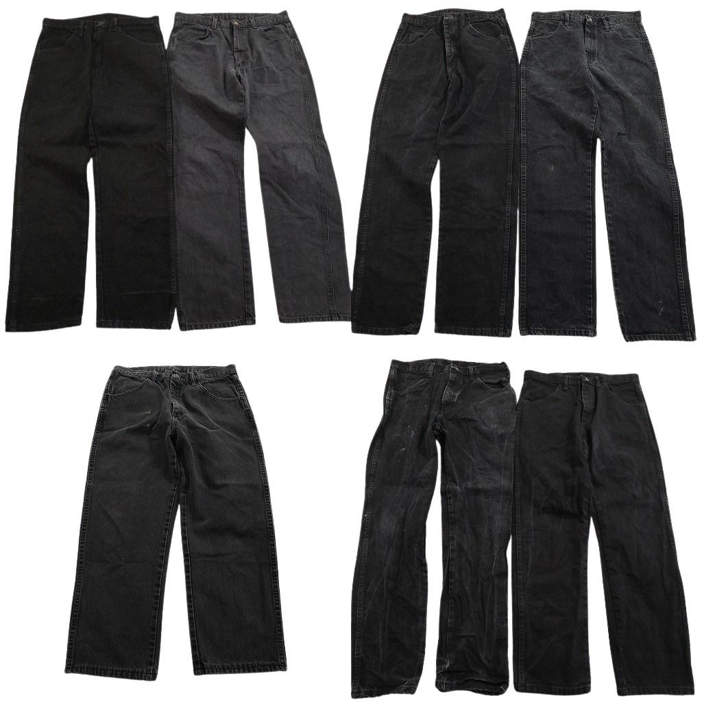 古着卸 まとめ売り RUSTLER ラスラー ブラックデニム パンツ セット メンズ 34 |33 |32 ペインティング アメカジ 古着 ND 3296