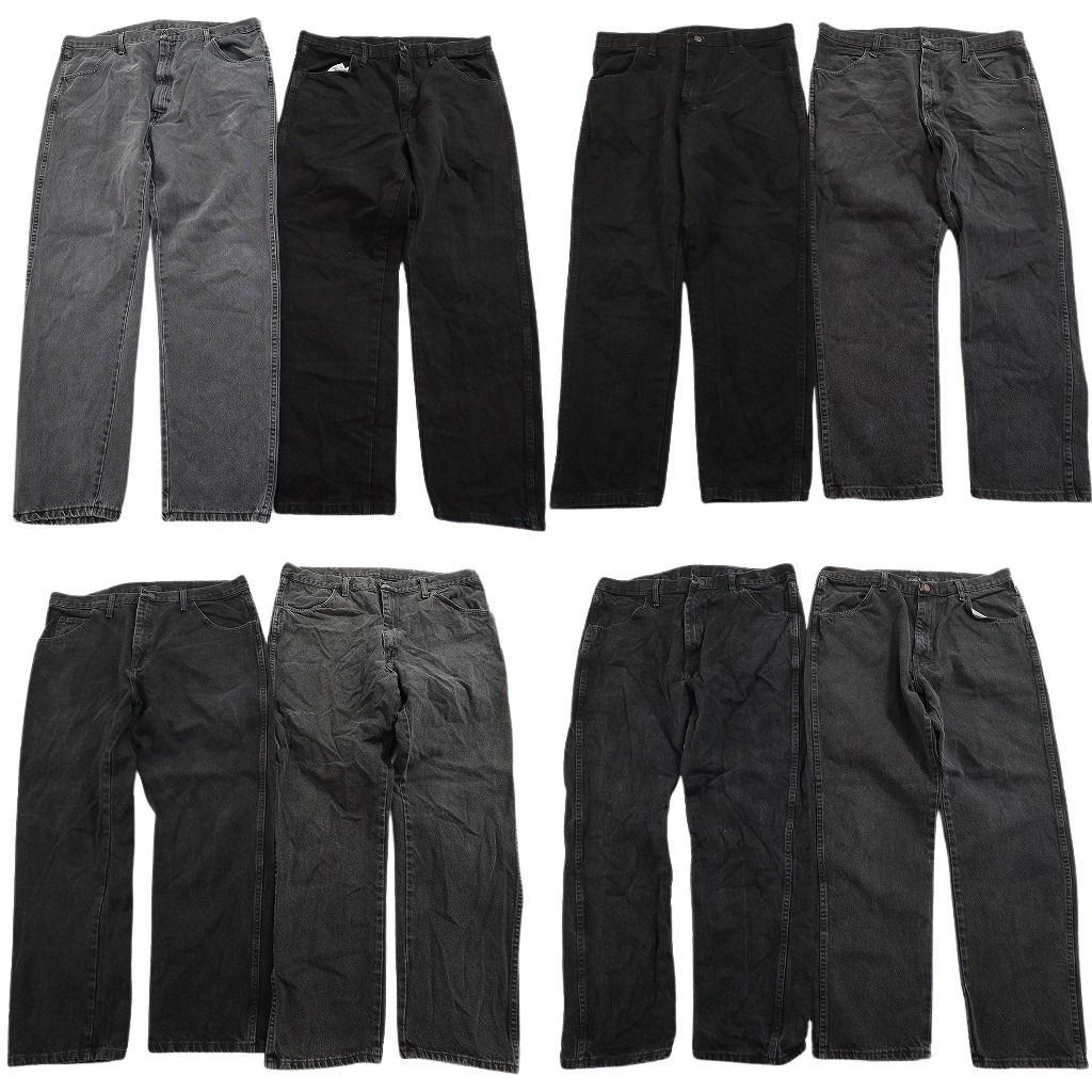 古着卸 まとめ売り RUSTLER ラスラー ブラックデニム パンツ セット メンズ 42 |38 アメカジ フェード 古着 ND 3293