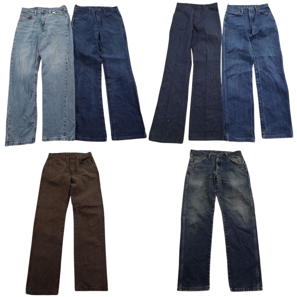 古着卸 まとめ売り Wrangler ラングラー デニム パンツ セット メンズ 32 |31 |30 |29 |28 インディゴブルー 茶色 古着 ND 3289