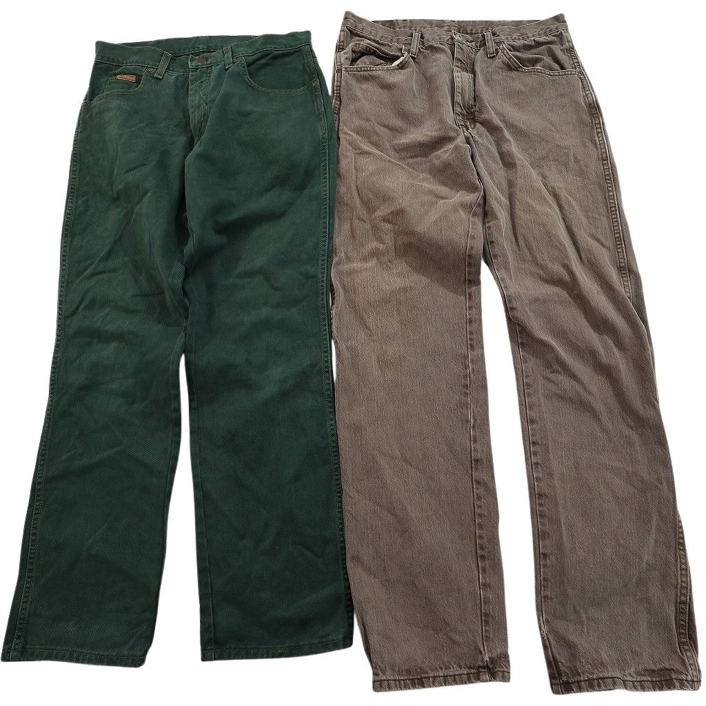 古着卸 まとめ売り Wrangler ラングラー デニム パンツ セット メンズ 36 |35 |34 インディゴブルー 茶色 グリーン 古着 ND 3286