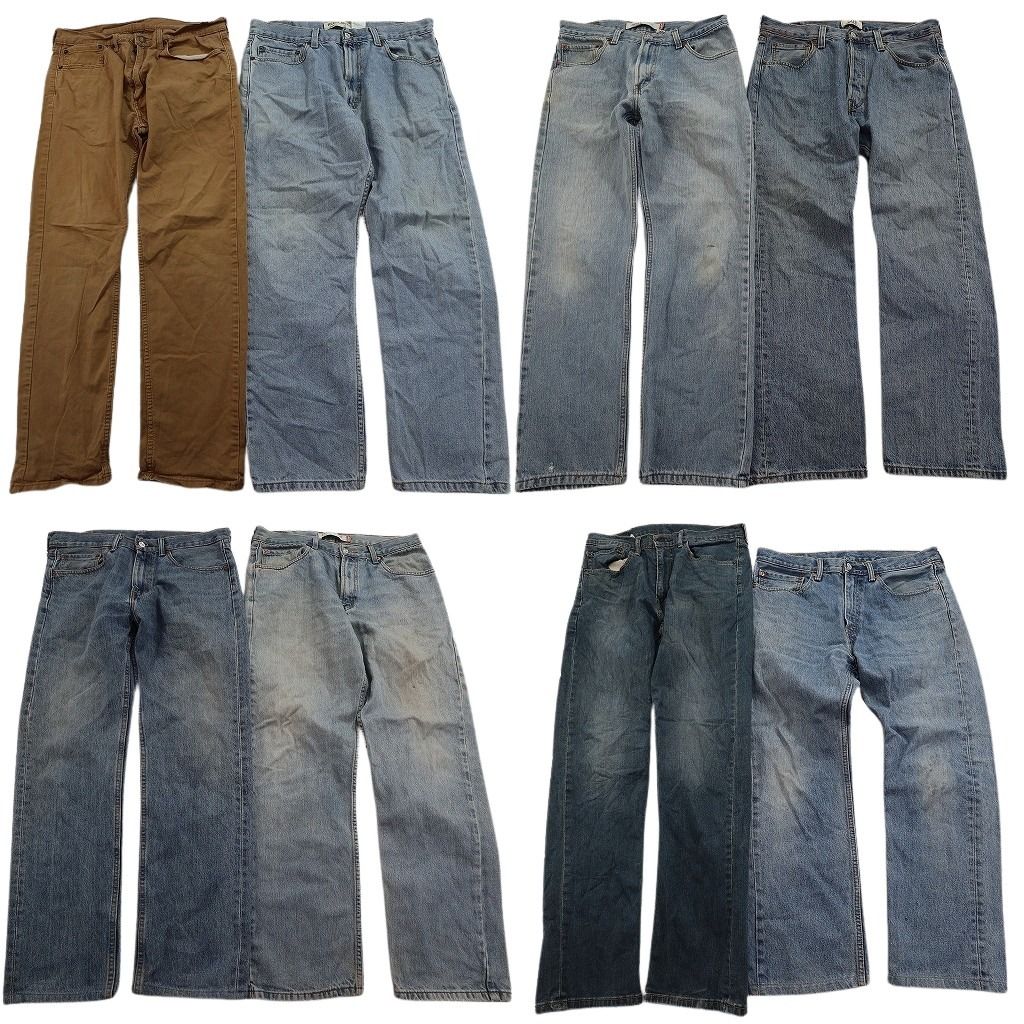 古着卸 まとめ売り リーバイス デニム パンツ セット メンズ 34 505 501 インディゴブルー キャメル 古着 ND 3283