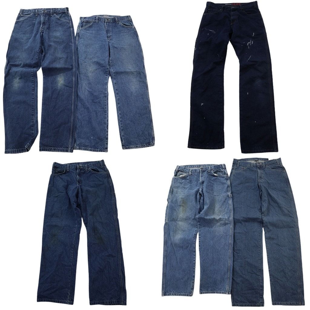 古着卸 まとめ売り ディッキーズ Dickies ペインターデニム パンツ セット メンズ 36 ペンキ ワイド FR アメカジ 古着 ND 3351