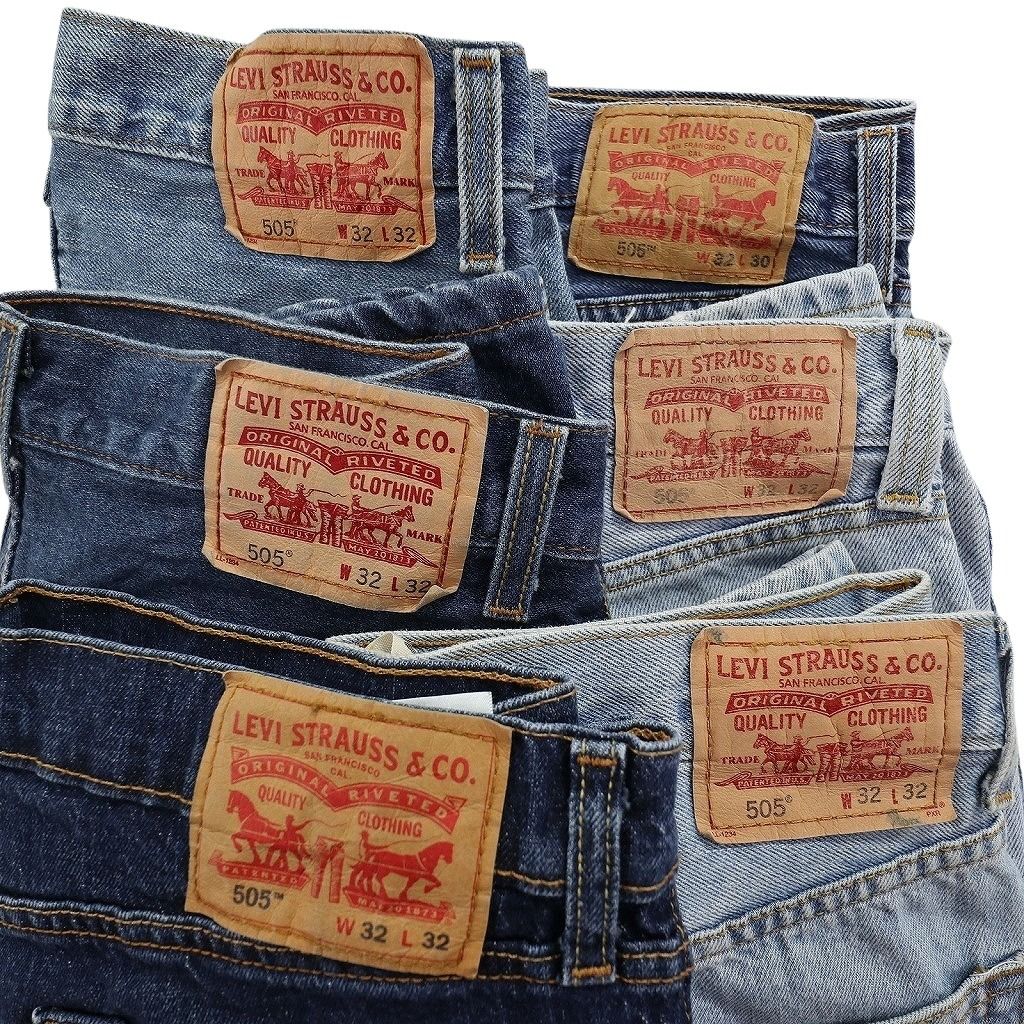 古着卸 まとめ売り リーバイス 505 デニム パンツ セット メンズ 32 インディゴブルー アメカジ フェード 古着 ND 3282