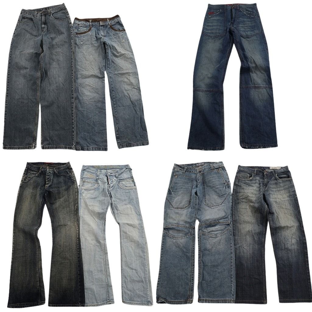 古着卸 まとめ売り 縦落ち デニム パンツ セット メンズ 32 |31 |30 インディゴブルー ヒゲ アメカジ 古着 ND 3313