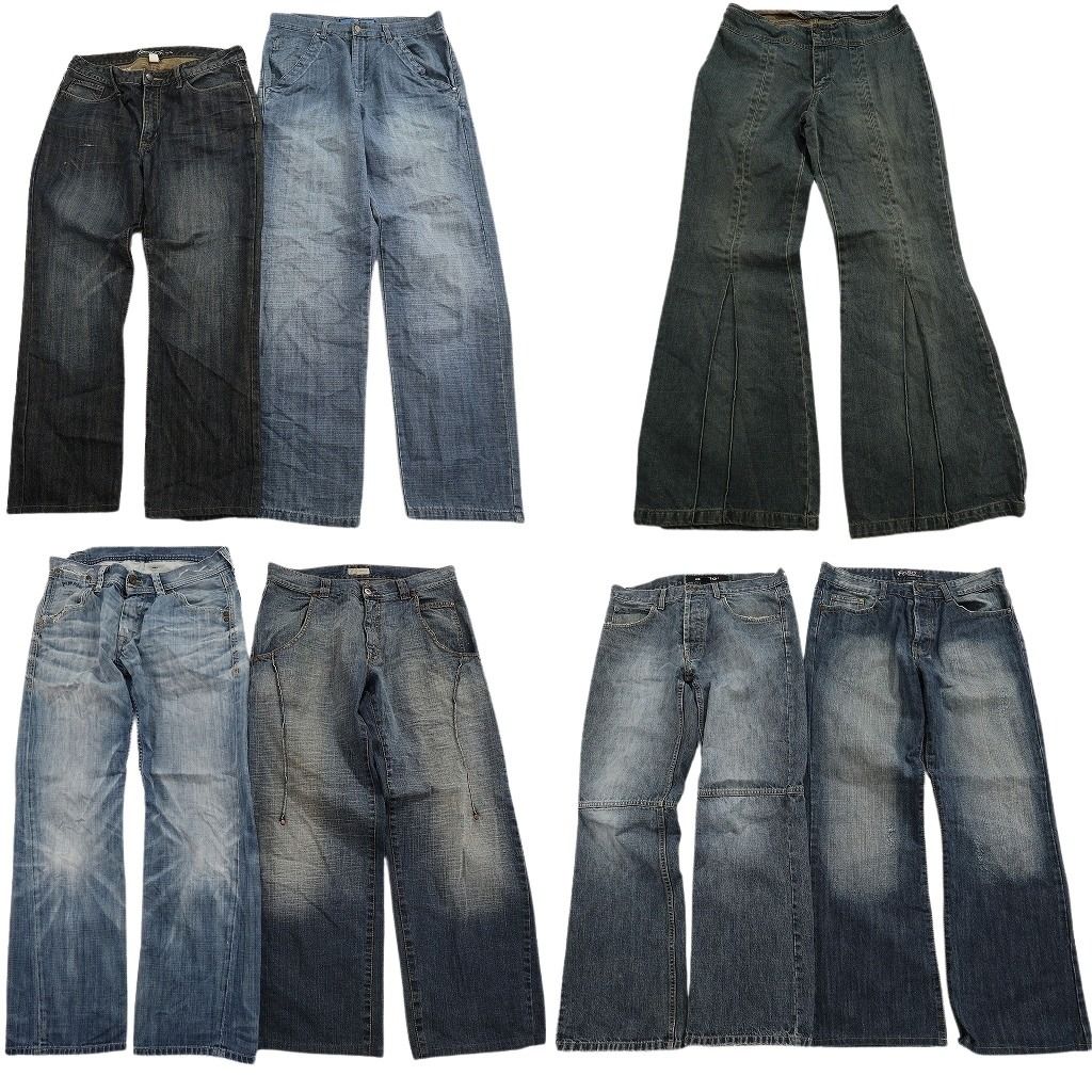 古着卸 まとめ売り 縦落ち デニム パンツ セット メンズ 34 |33 フ インディゴブルー アメカジ 古着 ND 3311