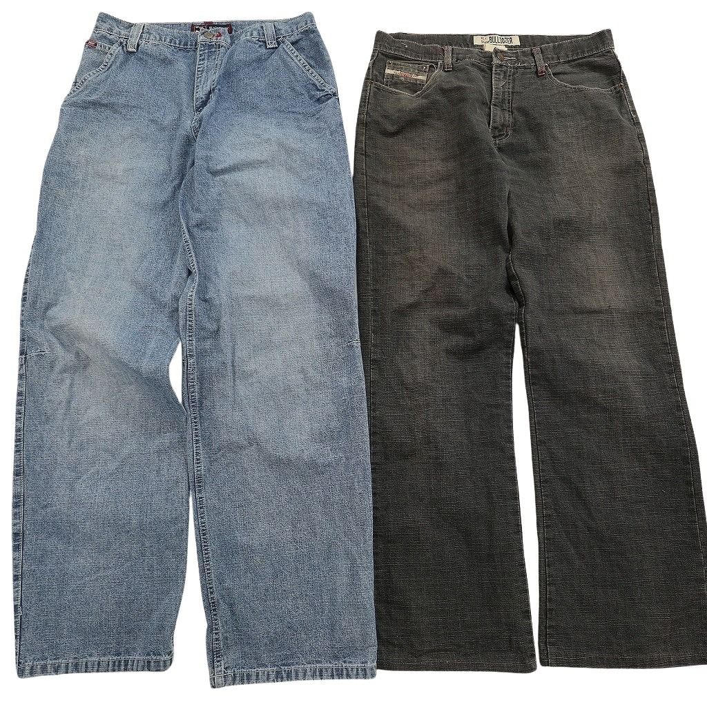  古着卸 まとめ売り 縦落ち デニム パンツ セット メンズ 34 |35 ヒゲ インディゴブルー 裾ファスナー 古着 ND 3309 その他 メンズ