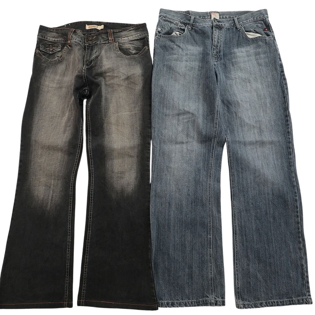  古着卸 まとめ売り 縦落ち デニム パンツ セット メンズ 36 パッチワーク ヒゲ インディゴブルー 古着 ND 3308 その他 メンズ