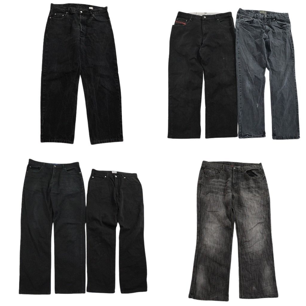 古着卸 まとめ売り ブラックデニム パンツ セット メンズ 36 |38 アメカジ ヒゲ ストレート 古着 ND 3380