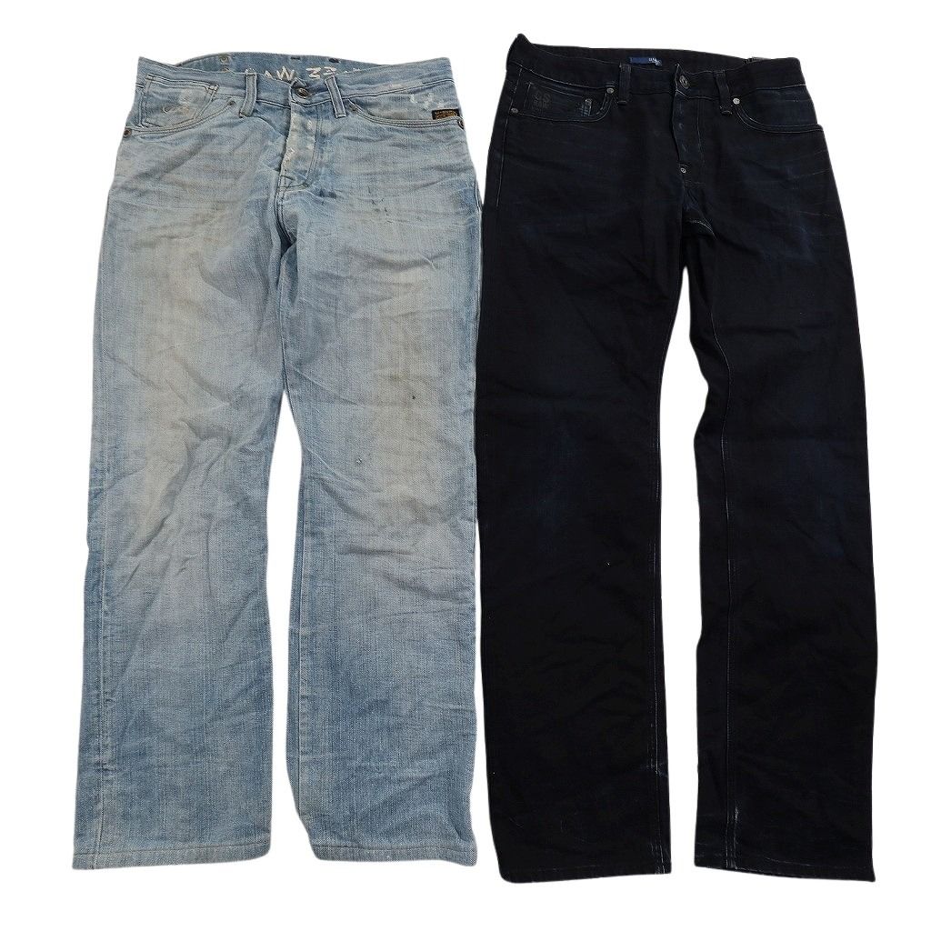 古着卸 まとめ売り G-STAR RAW デニム パンツ セット メンズ 34 |33 |32 ダブルニー フェード ヒゲ インディゴブルー ND 3373