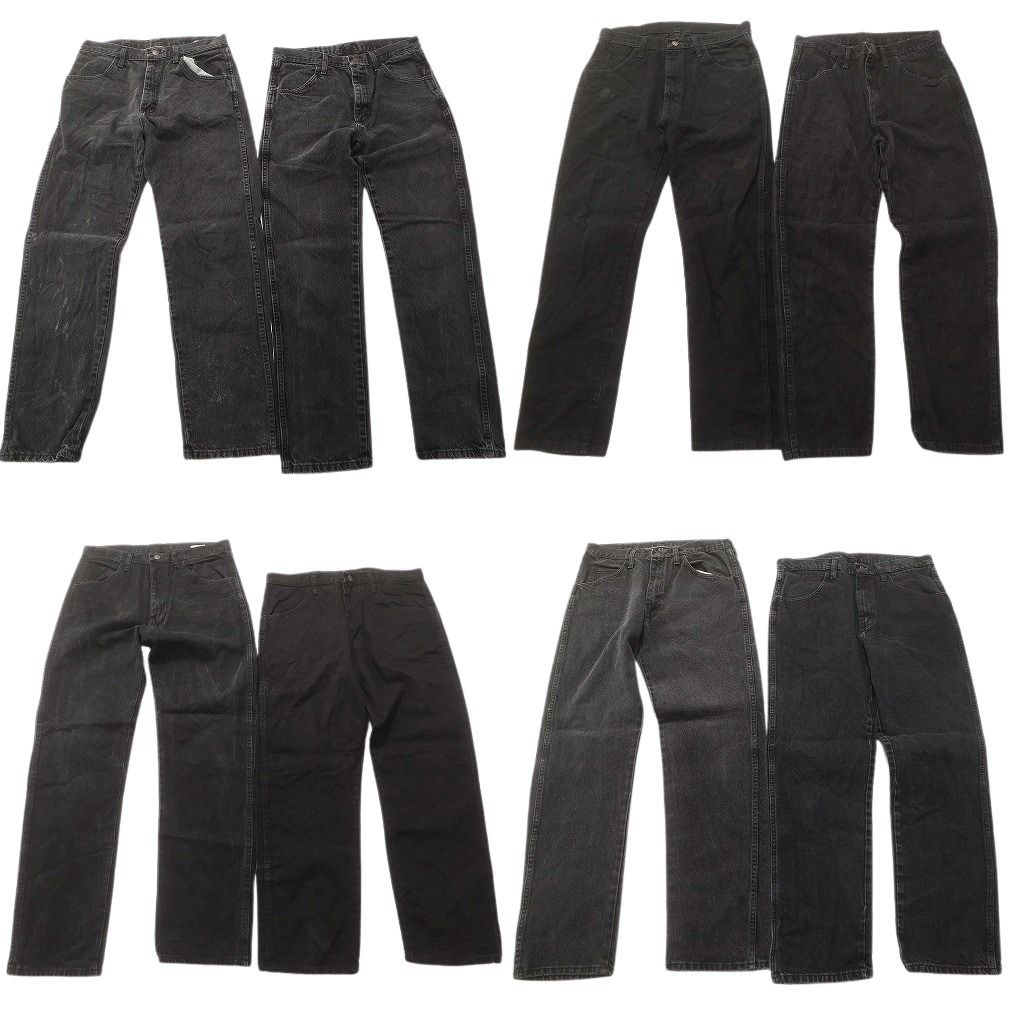 古着卸 まとめ売り RUSTLER ラスラー ブラックデニム パンツ セット メンズ 33 |32 アメカジ フェード 古着 ND 3398