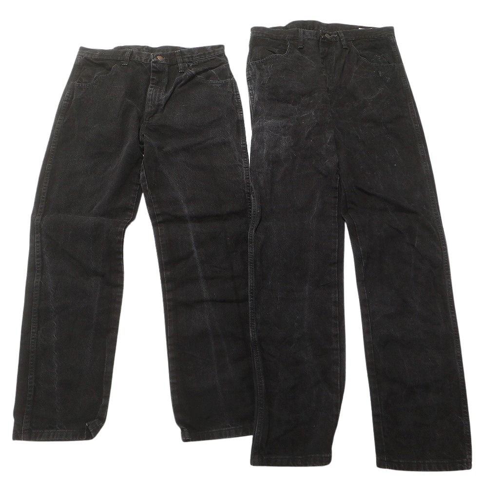 古着卸 まとめ売り RUSTLER ラスラー ブラックデニム パンツ セット メンズ 36 |34 ペインティング アメカジ 古着 ND 3397
