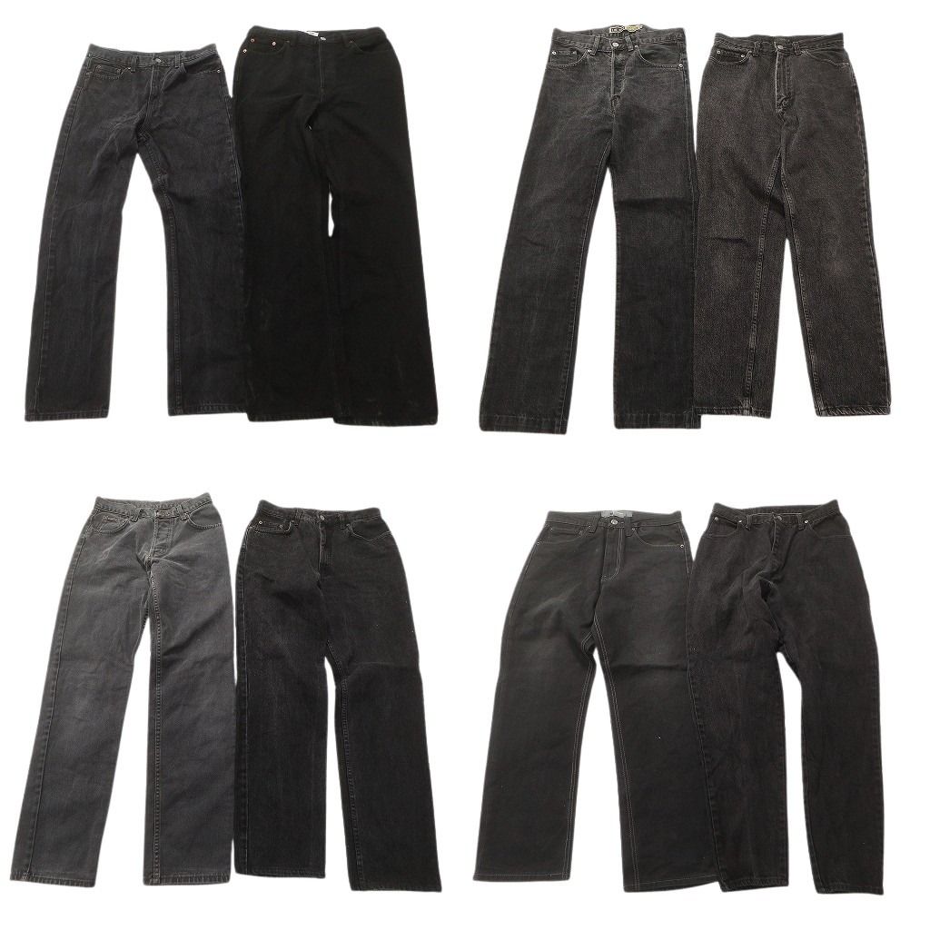 古着卸 まとめ売り ブラックデニム パンツ セット メンズ 30 |31 |32 ヒゲ アメカジ 古着 ND 3385