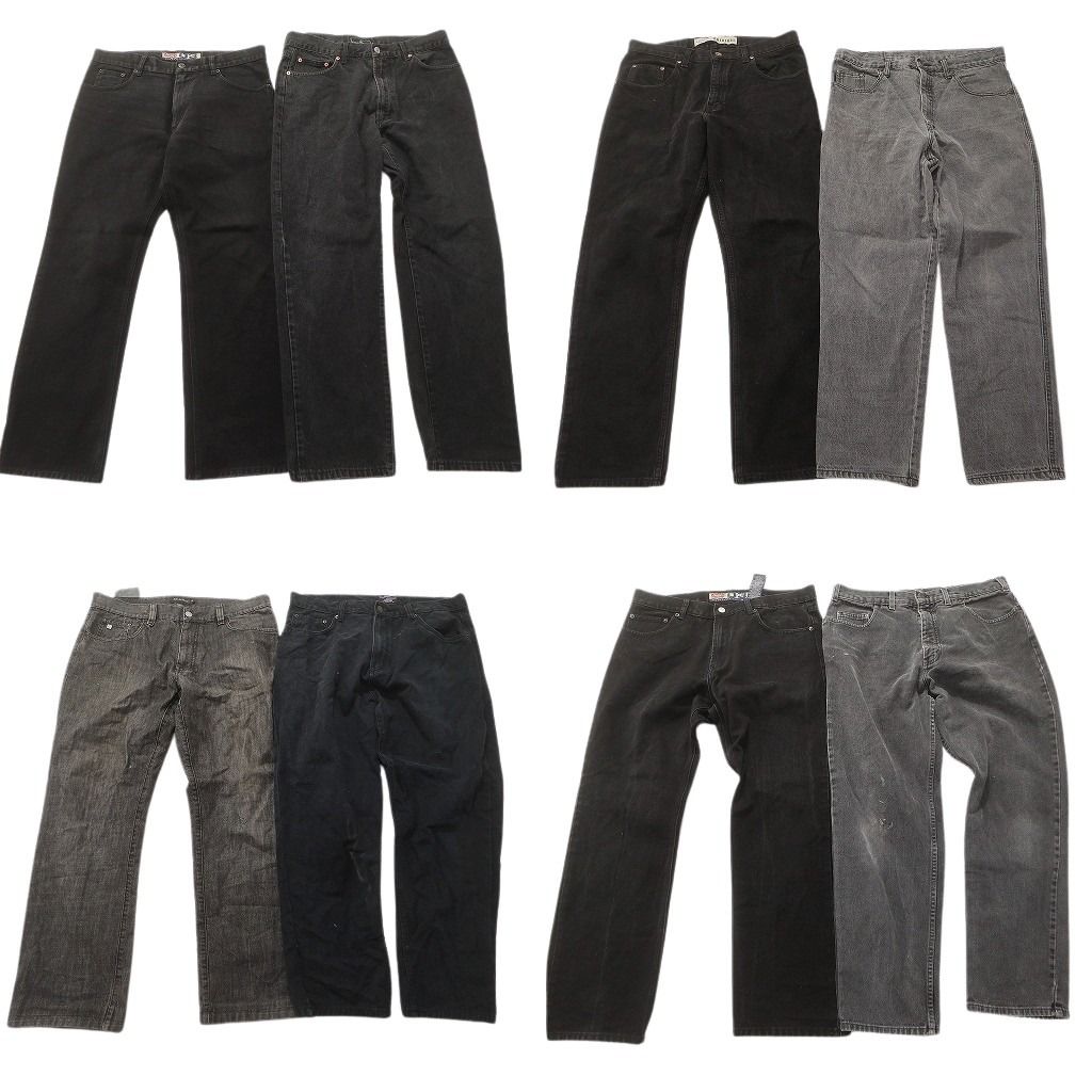古着卸 まとめ売り ブラックデニム パンツ セット メンズ 34 |36 ヒゲ アメカジ フェード 古着 ND 3381