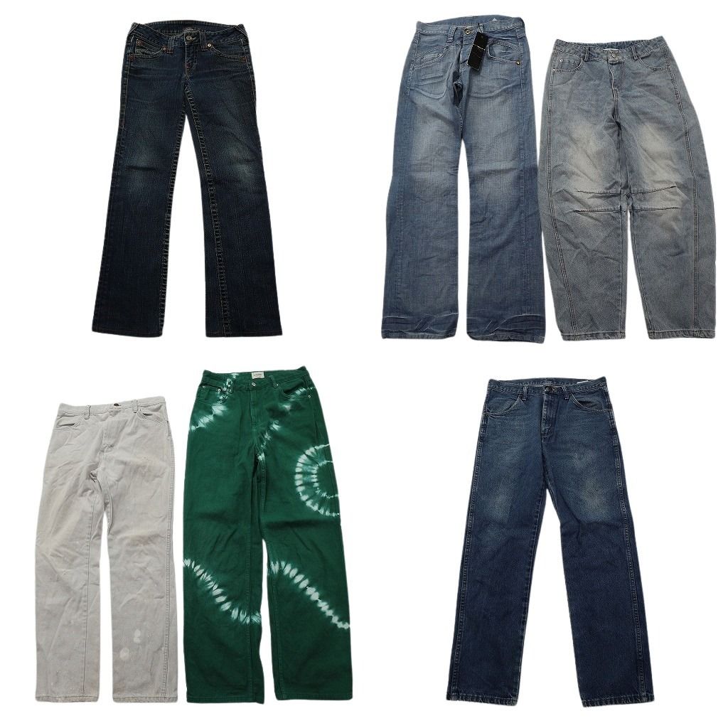古着卸 まとめ売り デニム パンツ MIX セット メンズ 32 タイダイ柄 インディゴブルー 古着 ND 3416