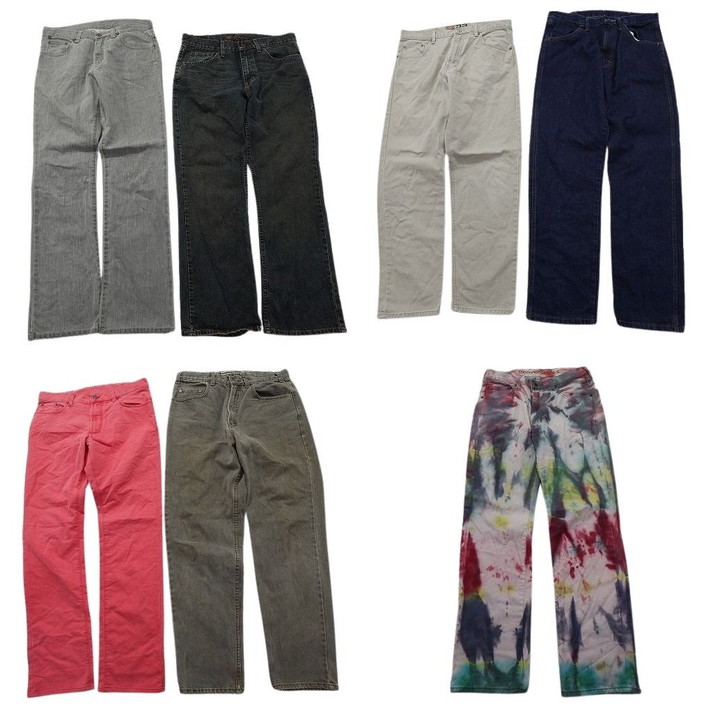古着卸 まとめ売り デニム パンツ MIX セット メンズ 34 |33 タイダイ柄 マルチカラー ブラック ピンク 古着 ND 3414