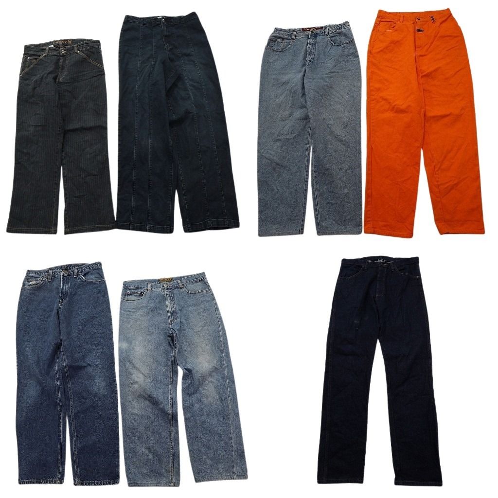 古着卸 まとめ売り デニム パンツ MIX セット メンズ 34 オレンジ インディゴブルー アメカジ 古着 ND 3413