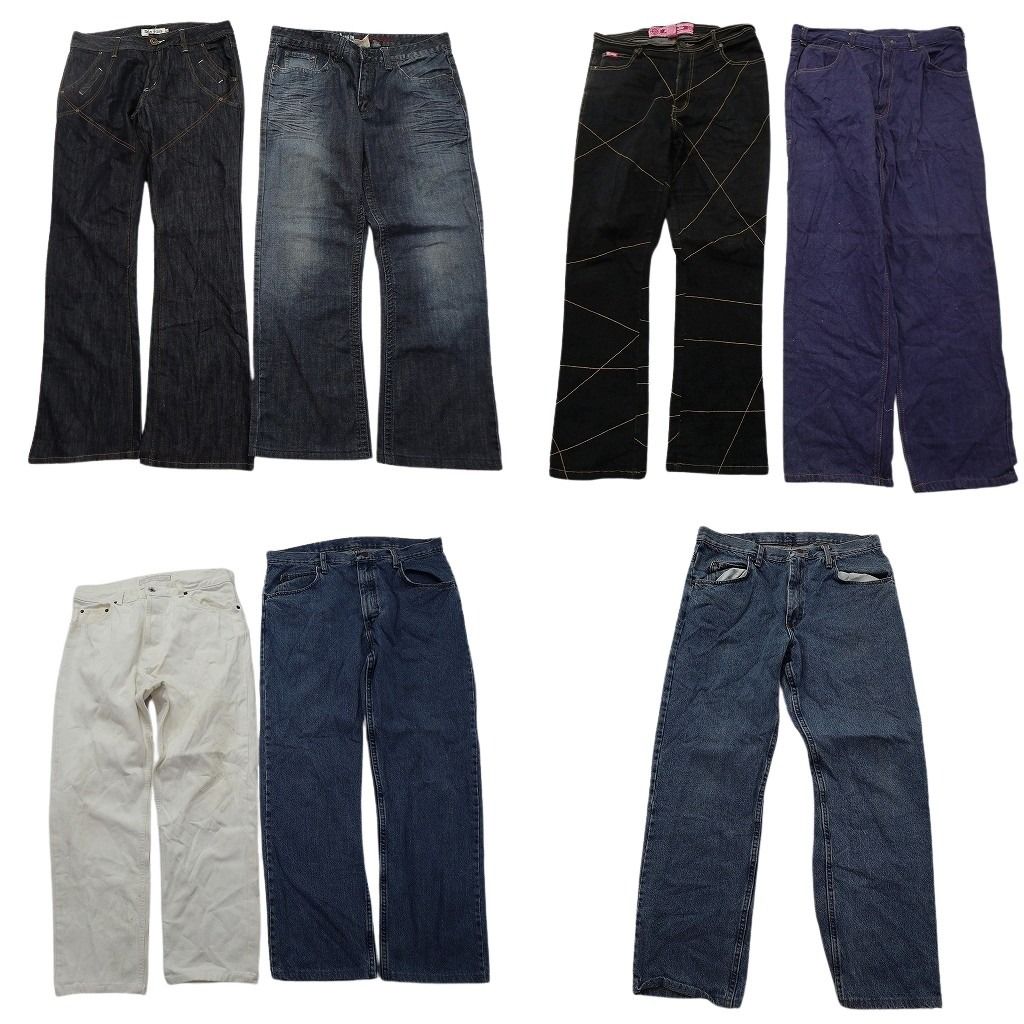 古着卸 まとめ売り デニム パンツ MIX セット メンズ 34 |35 インディゴブルー ホワイト ブラック 古着 ND 3412