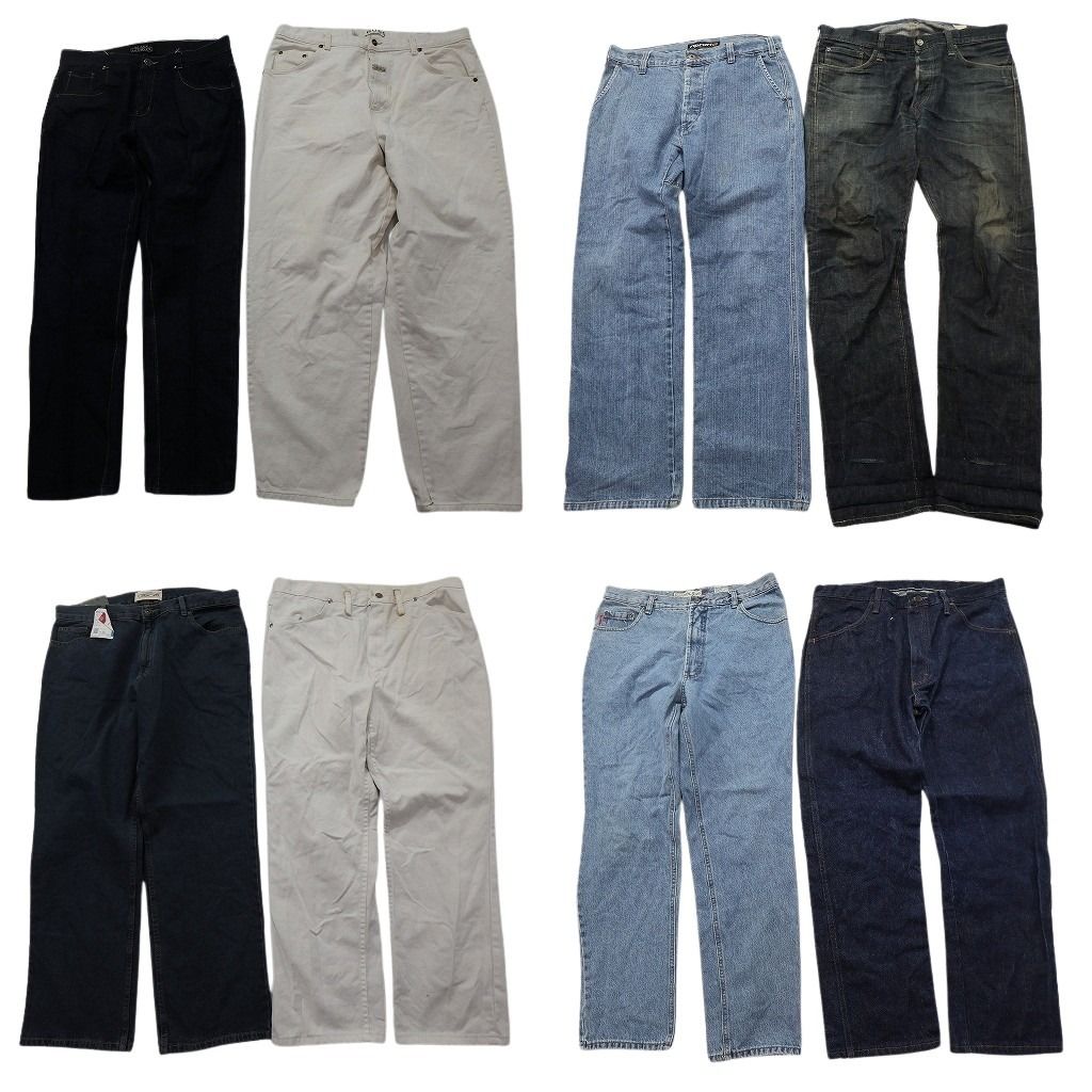 古着卸 まとめ売り デニム パンツ MIX セット メンズ 38 |36 ホワイト インディゴブルー フェード 古着 ND 3409