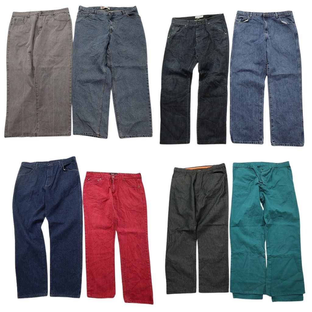 古着卸 まとめ売り デニム パンツ MIX セット メンズ 42 |44 |40 |38 ブラック インディゴブルー グリーン 赤 古着 ND 3408