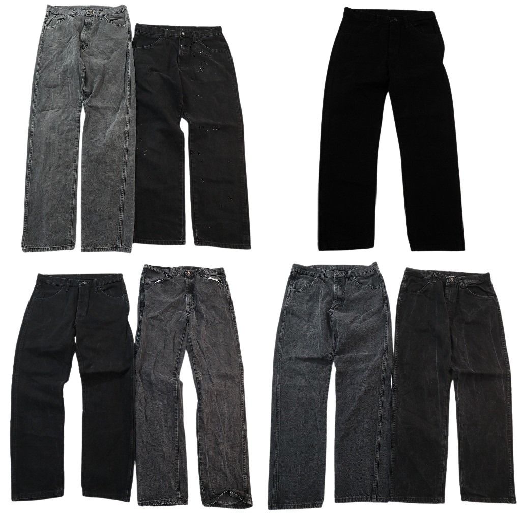 古着卸 まとめ売り RUSTLER ラスラー ブラックデニム パンツ セット メンズ 34 グレー アメカジ フェード 古着 ND 3440