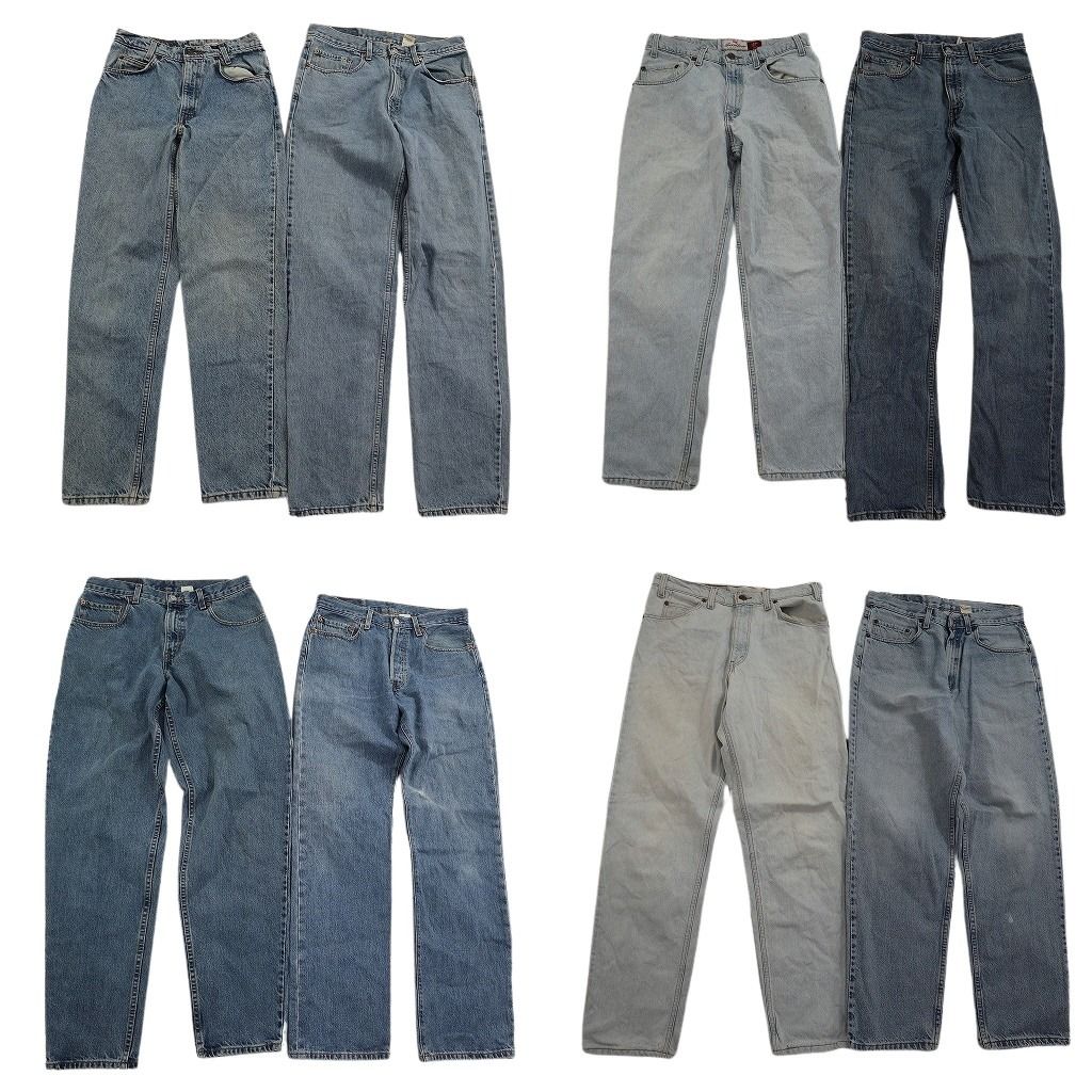 古着卸 まとめ売り リーバイス 紙タグ デニム パンツ セット メンズ 33 |32 550 インディゴブルー ヒゲ アメカジ 古着 ND 3447