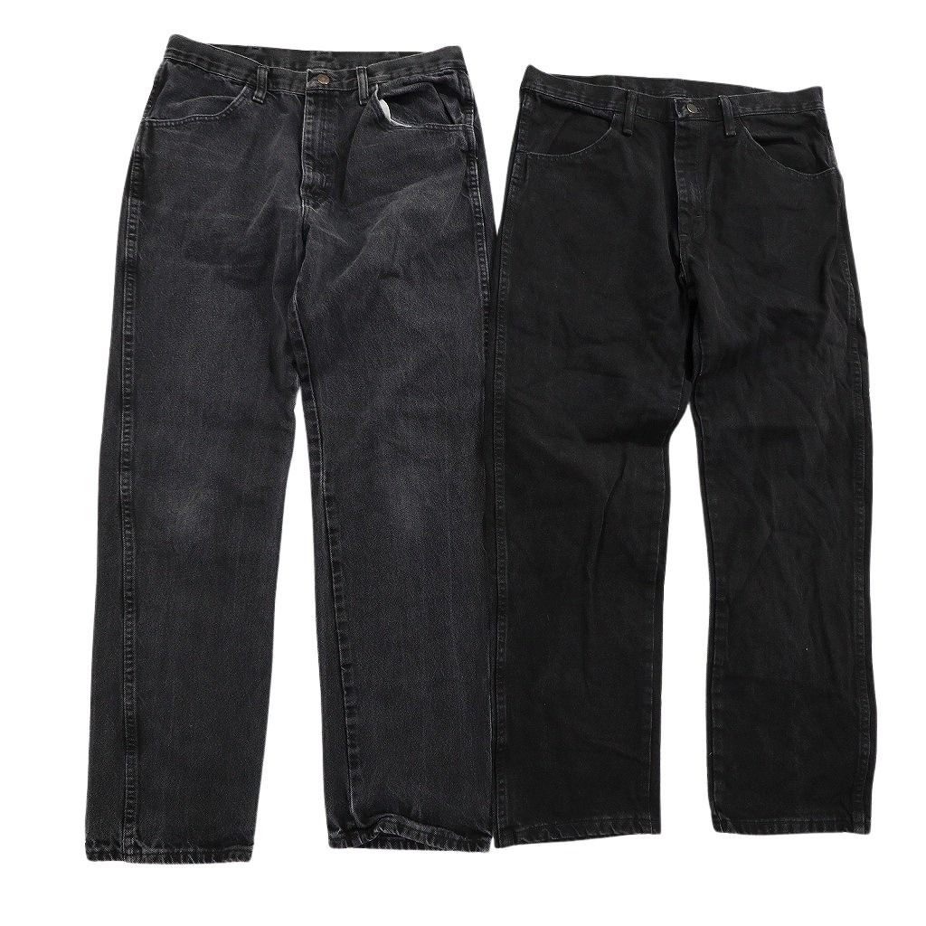 古着卸 まとめ売り RUSTLER ラスラー ブラックデニム パンツ セット メンズ 34 ヒゲ アメカジ グレー 古着 ND 3441