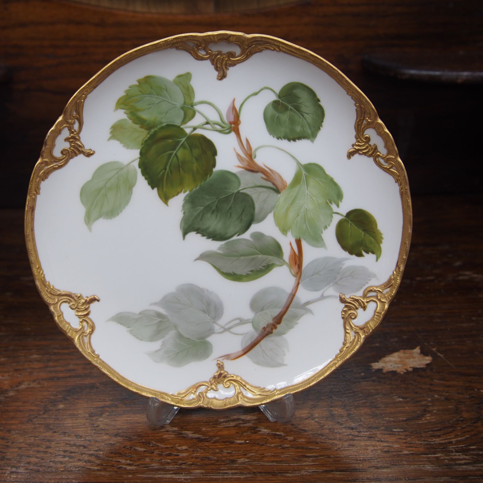 18 cm KPM KPMベルリン ベルリン王立磁器製陶所 自然主義 葉物 植物画 プレート 1890年-1900年頃 エキスパー antique